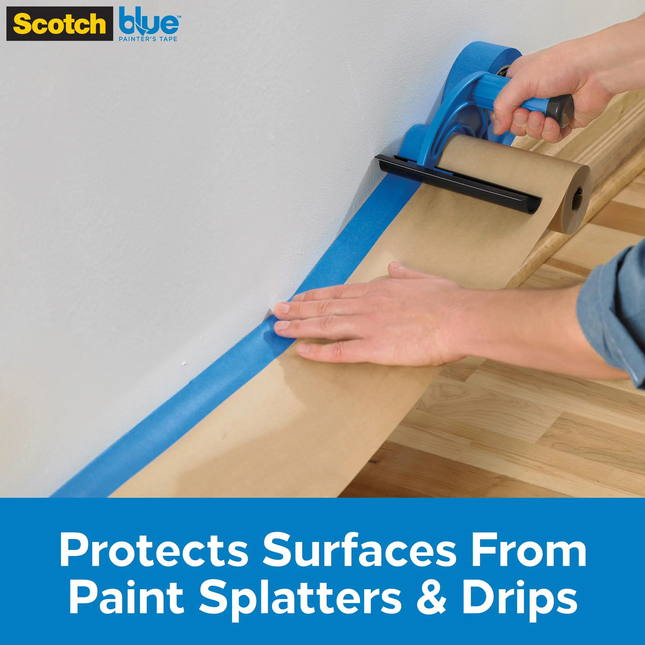 ScotchBlue M1000 Dispensador de Cinta y Papel de Enmascarar - Para usar en ventanas, puertas, bañeras y otras superficies - Protege las superficies de salpicaduras de pintura