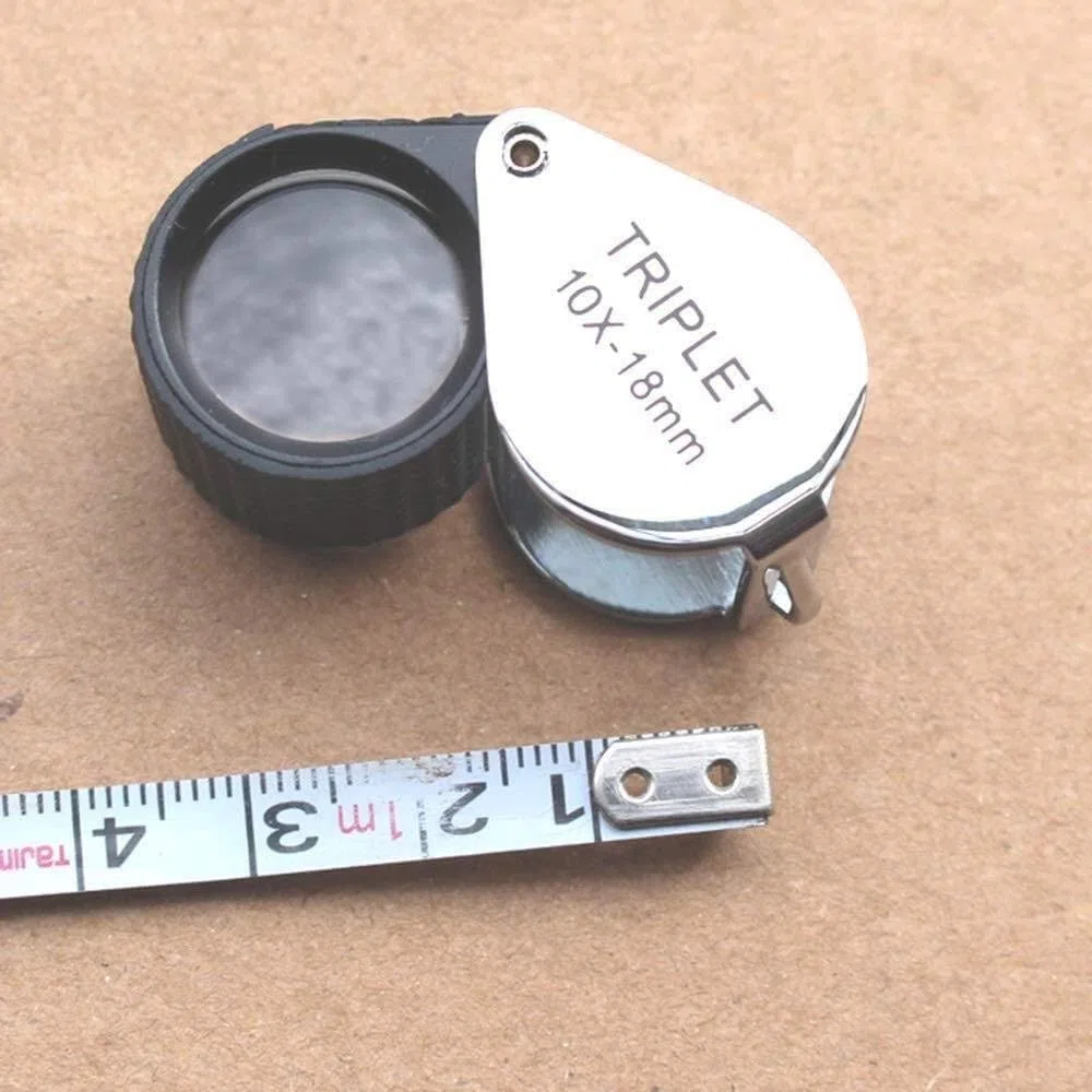 Lupa de Pantalla Lupa 10 Veces Full Metal Jewelry Lupa Plegable Tres Lentes pegadas con Funda Antideslizante Mini Lupa de Mano con luz LED Doble Comodidad