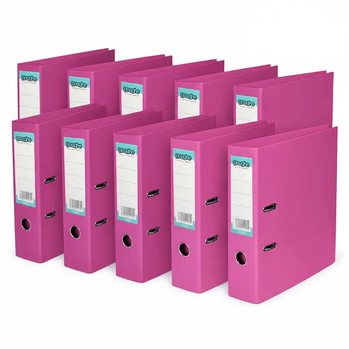 Archivador de palanca A4 con protector, individual, paquete de 4 o 10 unidades, negro, rojo, azul, verde, turquesa, fucsia, archivador de oficina resistente y carpetas escolares (10, fucsia)