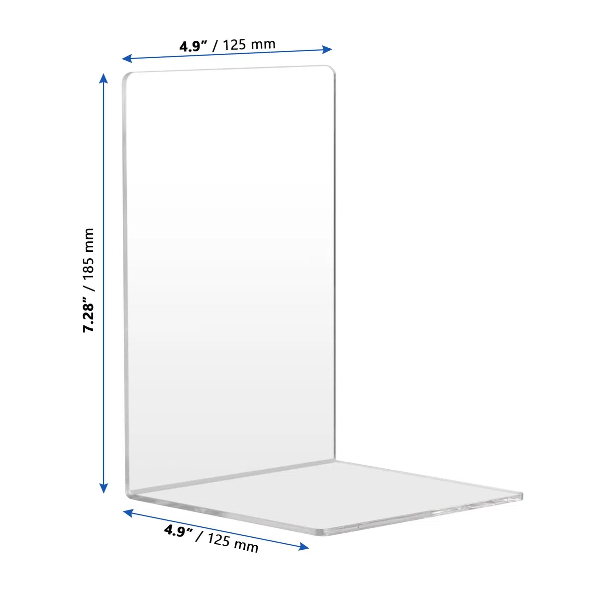 16 Sujetalibros de Acrílico Transparente 3mm, Forma de L con Almohadillas Antideslizantes, 12.5x12.5x18.5cm, para Libros, Estantería, Escritorio, Oficina, Escuela, Biblioteca, Hogar