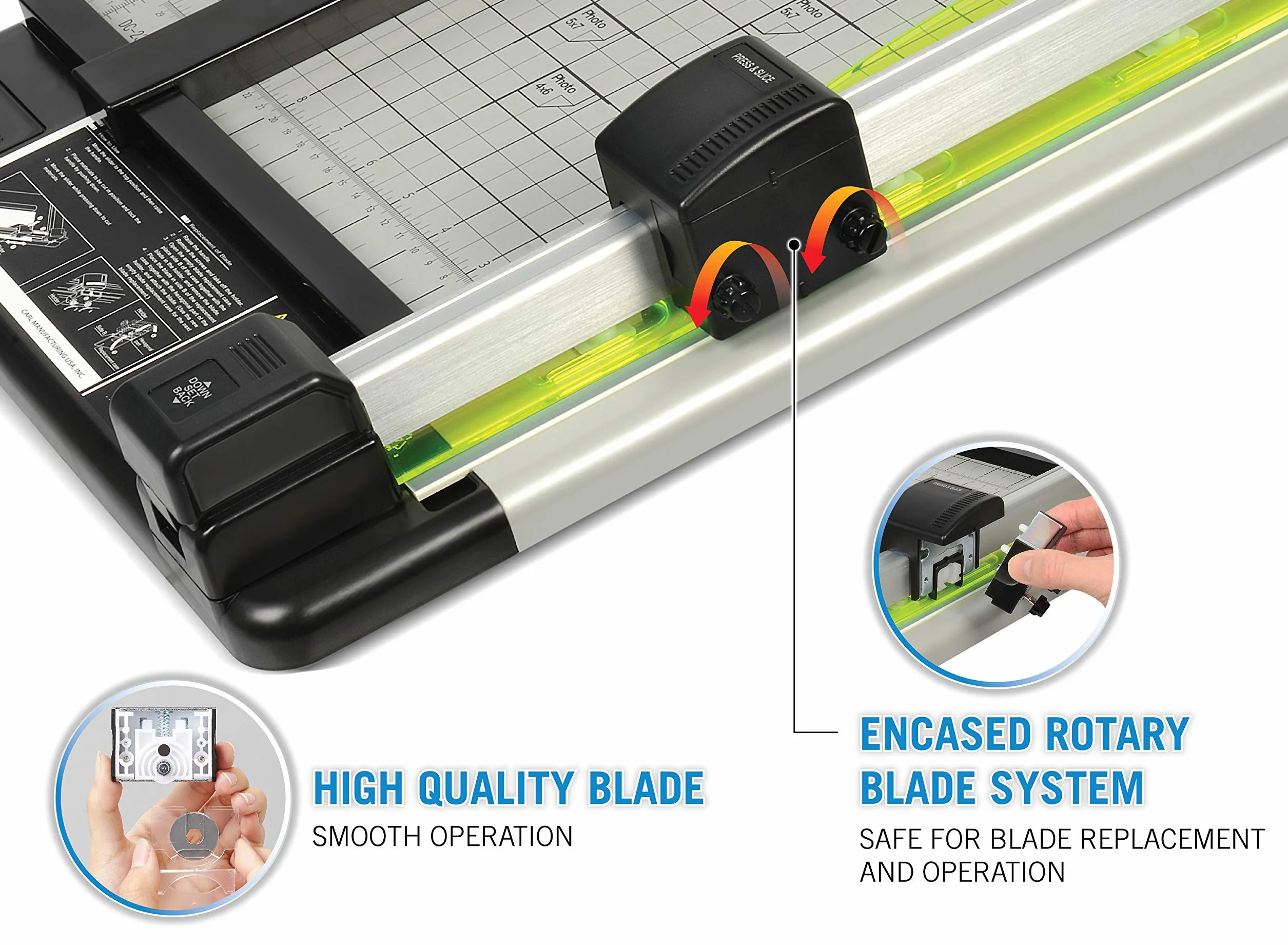 Green Machine Heavy-Duty 36-Sheet Rotary Trimmer, Plastic Base, 14 1/2 x 28, Sold as 1 Each