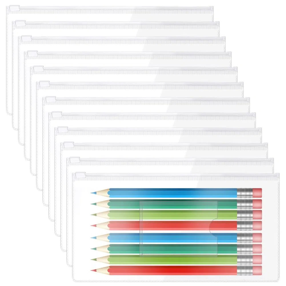 120 sobres transparentes con cremallera, pequeños sobres transparentes con cremallera, bolsas blancas a granel A6 para efectivo, dinero, bolígrafos, documentos, suministros de almacenamiento