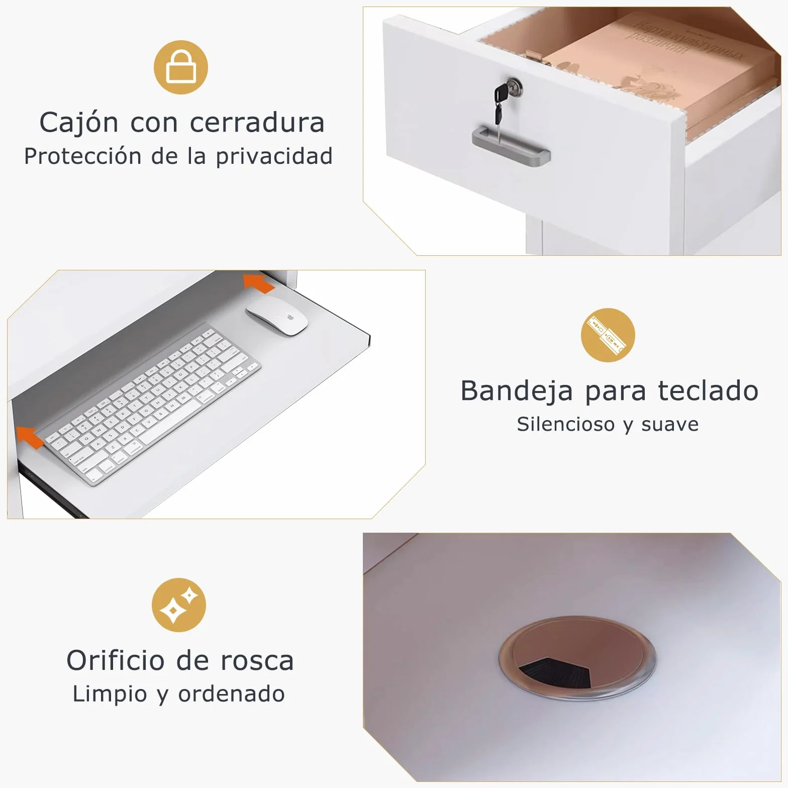 Mostrador Recepción Grande de 100 a 180 cm, con Cajón y Estantes Abiertos Mostradores Recepcion, Mueble para Oficina, Salón, Tienda o Vestíbulo Blanco+Gris/Derecha 180x100x60cm