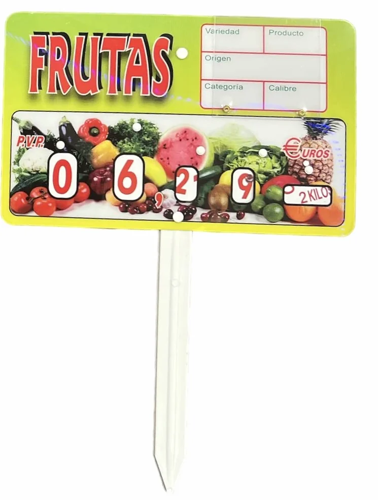 BALSAT Portaprecio Frutas Pizarra 12 ud Ganchos metálicos