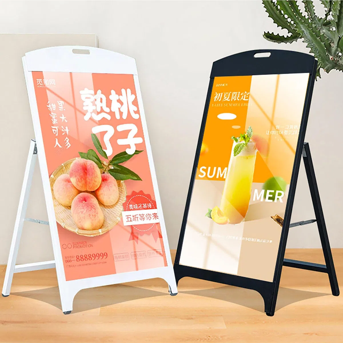 Tablero para carteles de pavimento al aire libre, 60 x 90 cm, marco A, soporte para carteles, soporte para carteles publicitarios, tableros de metal de acero recubierto resistente a la intemperie,