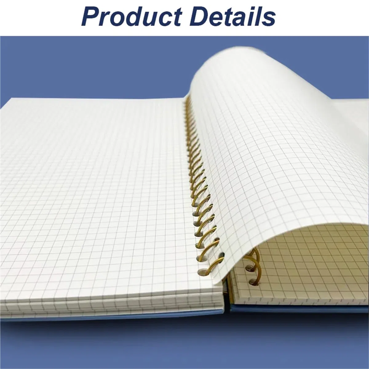 cuaderno espiral de líneas anchas Cuaderno B5 de tapa dura con espiral y 300 páginas interiores, 150 hojas cuadriculadas en blanco for estudiantes.(Grid inner page)