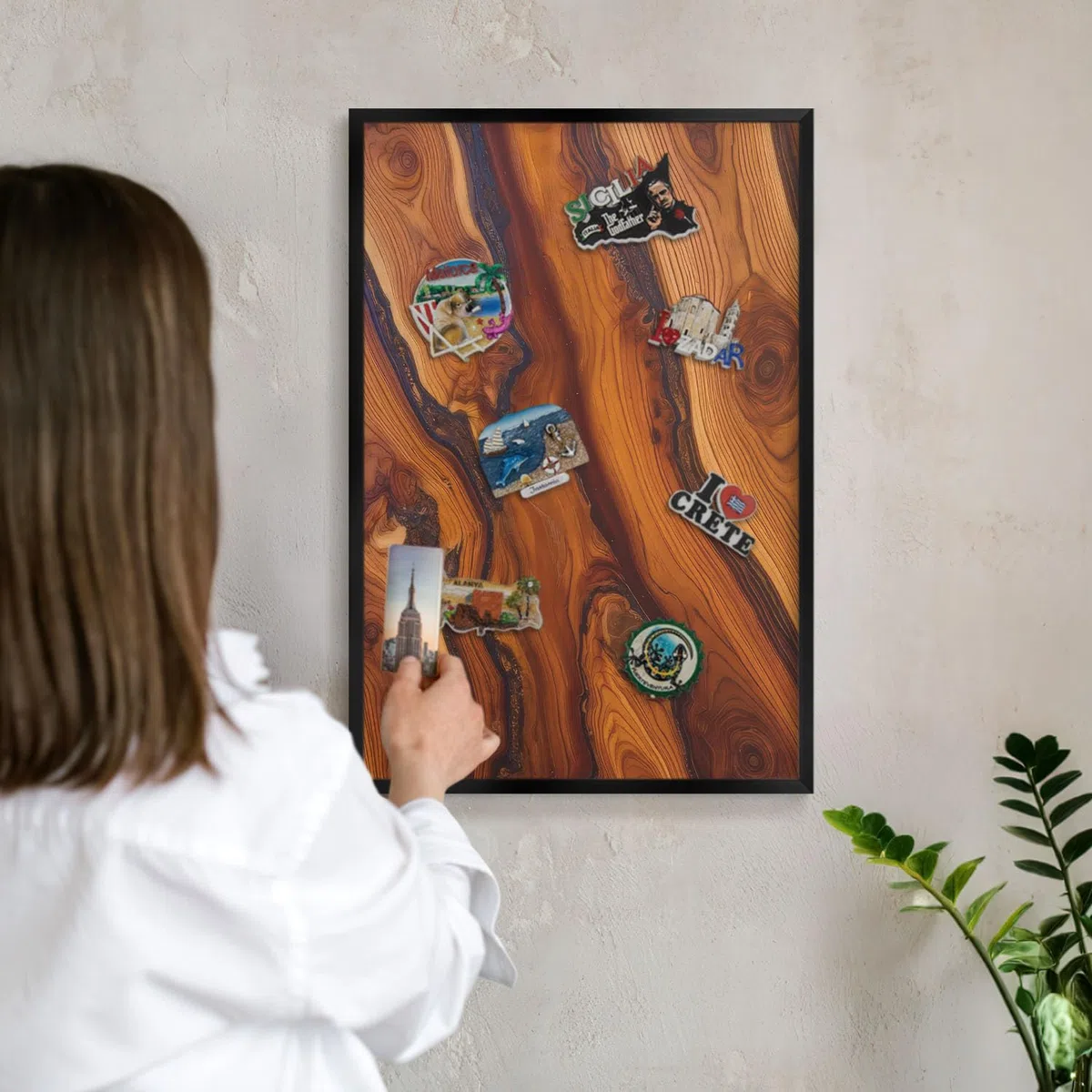 Pizarra Magnética de Pared 60x40 Anelli di legno Marco Negro | Pizarra | Organizador | de Pared | Tablón | Anuncios | Decorativo | Recordatorio | Notas | Planificador | Semanal | Menú