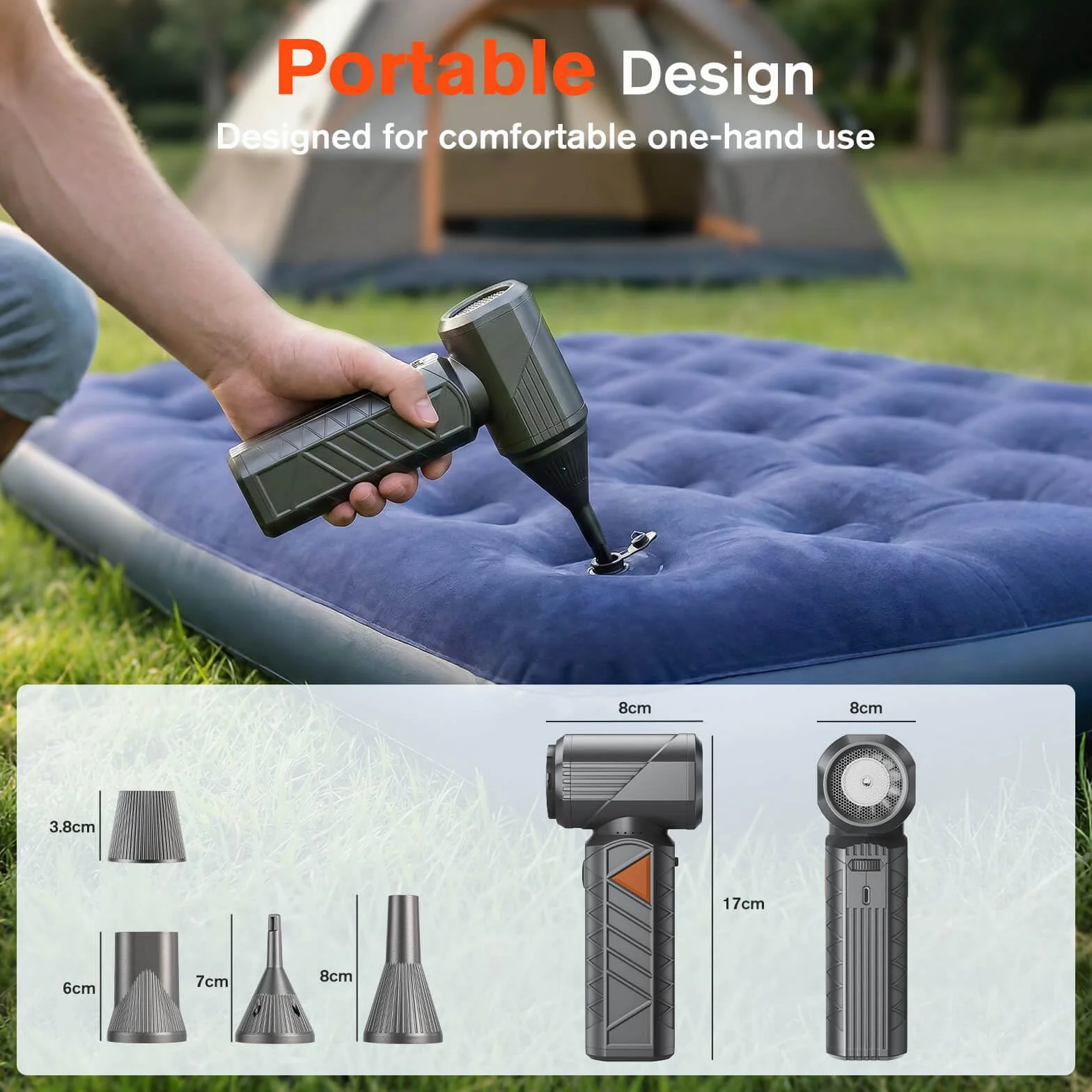 WHATOOK W02 Pro Soplador de Aire Eléctrico con 400.000 RPM, 100 Velocidades Ajustables, Bateria 12000mAh, Aire Comprimido Limpieza PC, Potencia para Limpieza de Auto,Electrónica y Outdoor