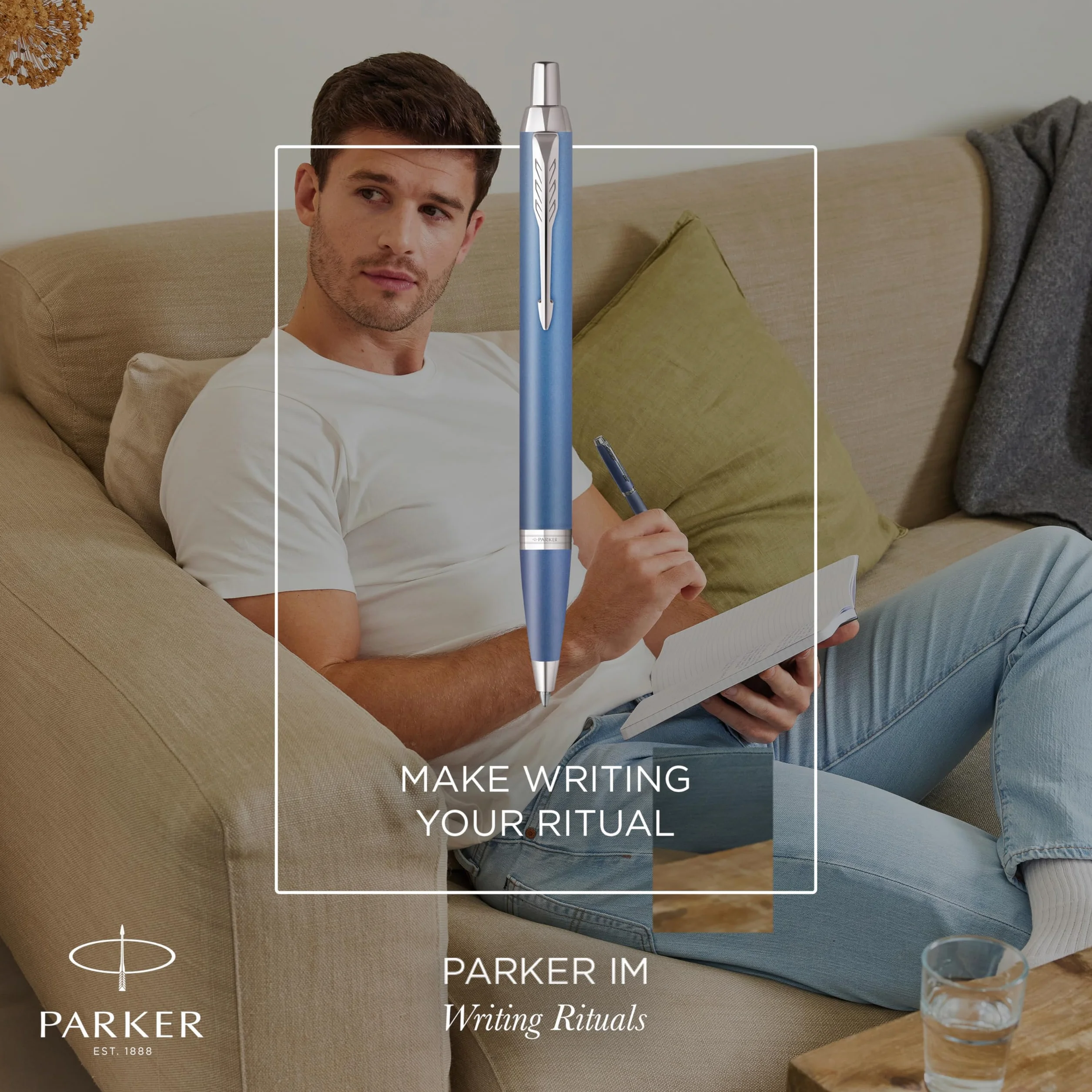 Parker IM Bolígrafo Writing Rituals | acabado Azul degradado con adornos cromados | punta media | tinta azul | estuche de regalo