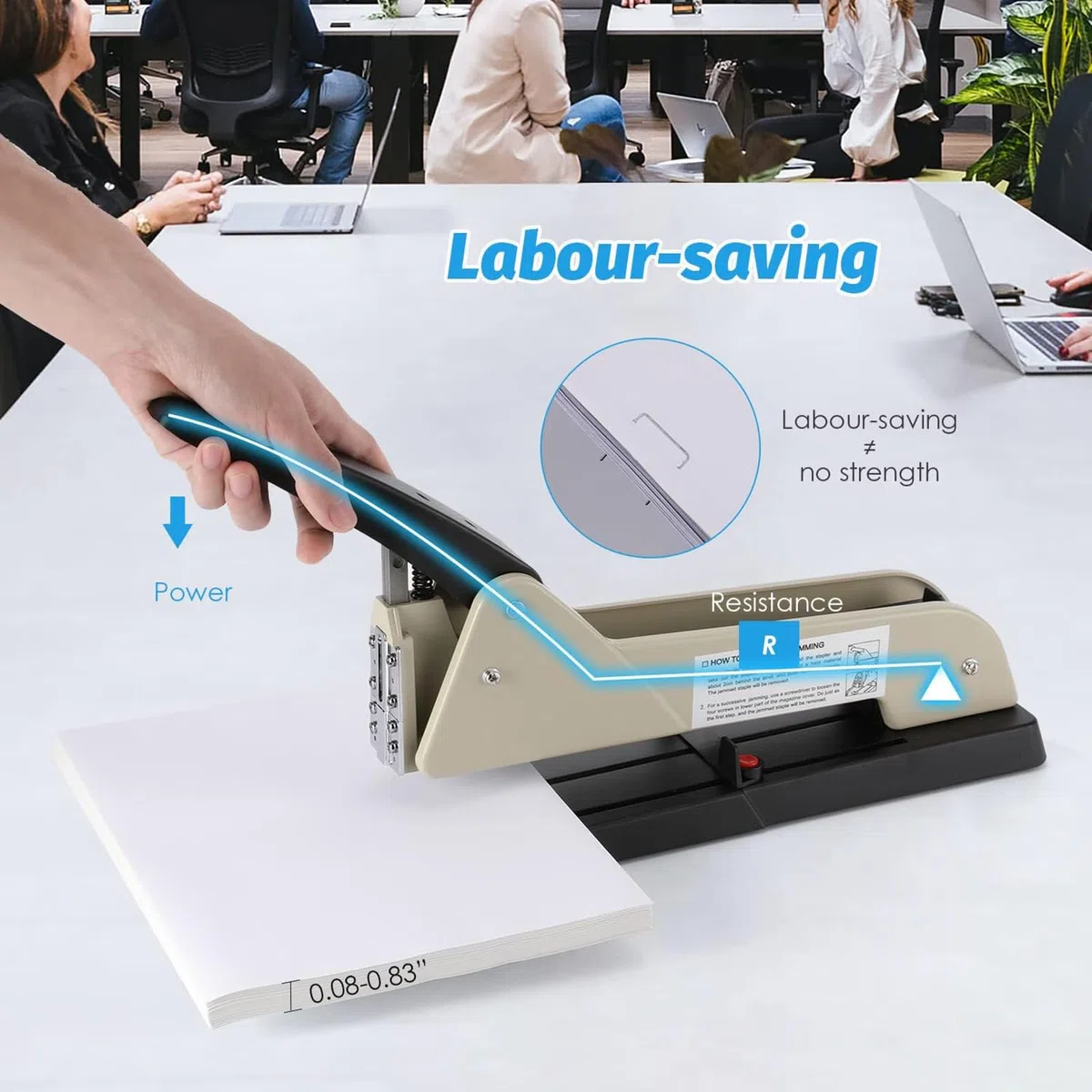 Grapadora De Largo Alcance Para Trabajo Pesado, Grapadora De Escritorio, Capacidad De 200 Hojas, Profundidad De Grapado Ajustable De 9,84 Pulgadas, Adecuada Para Crear Folletos, Panfletos Y Álbumes