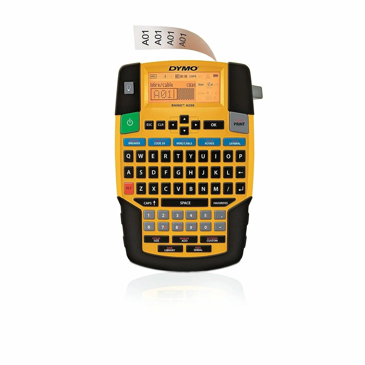 Dymo Rhino Kit de maletín Teclado QWERTY Amarillo
