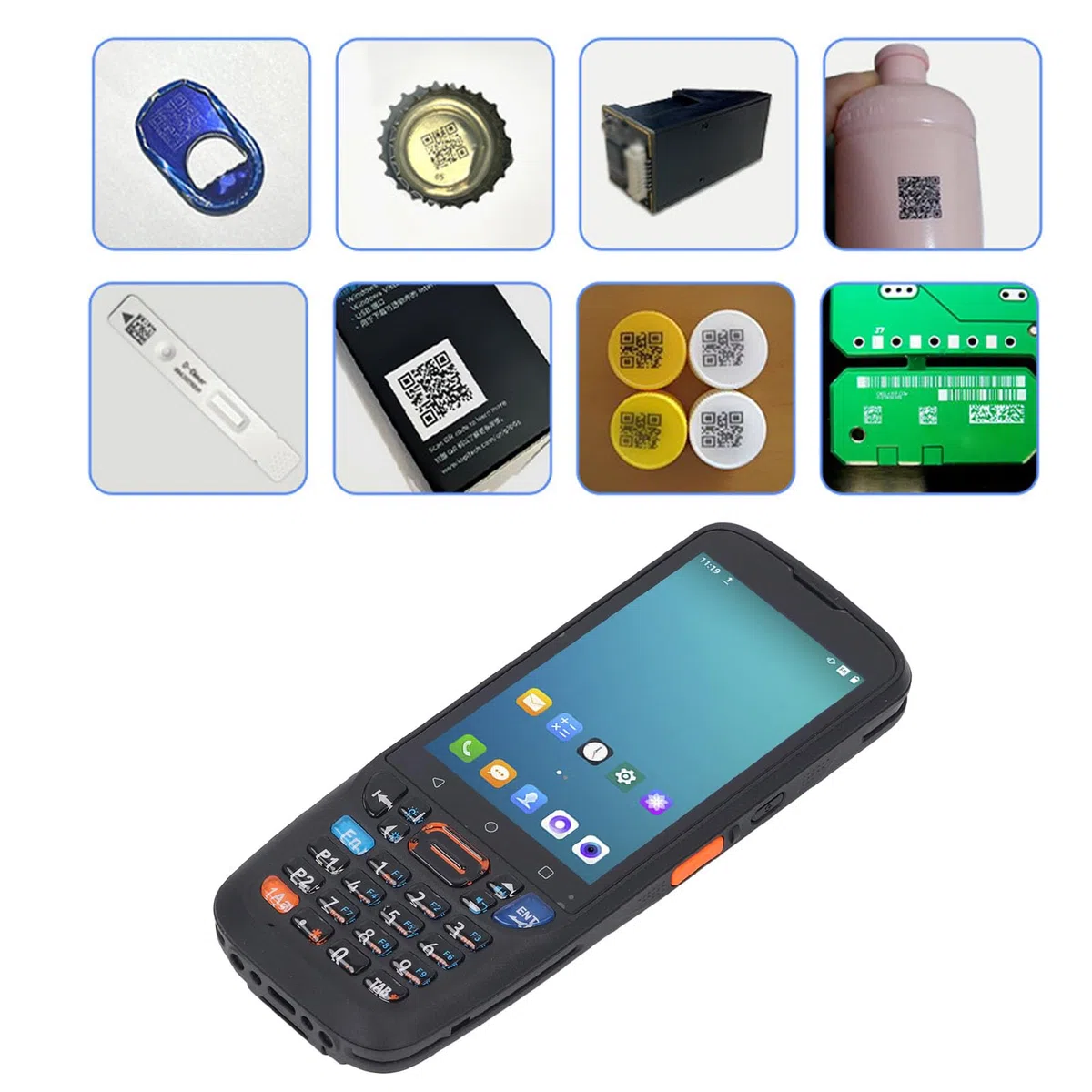 Lector de Códigos de Barras QR, Escáner de Códigos de Barras Portátil con Pantalla de 4 Pulgadas, Escaneo Eficiente 1D 2D para Gestión de Inventario y Logística