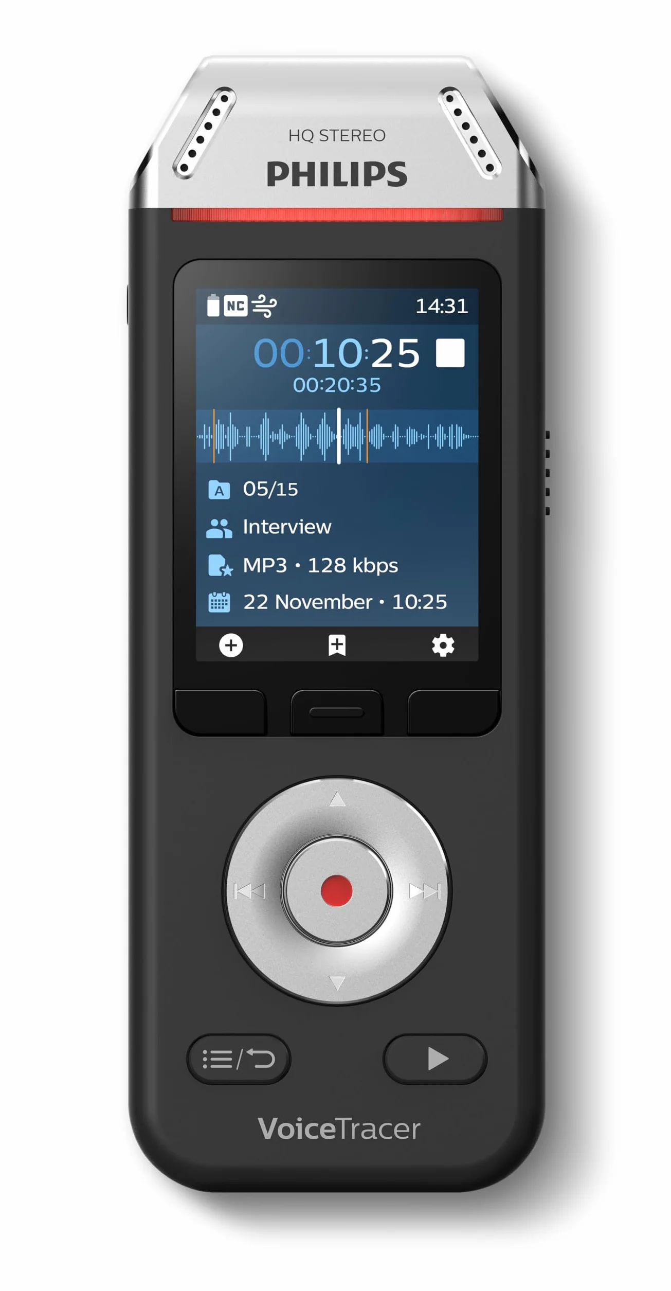 Philips DVT2110 8GB Grabadora de Voz Digital Profesional, Grabador de Audio Portátil Estéreo