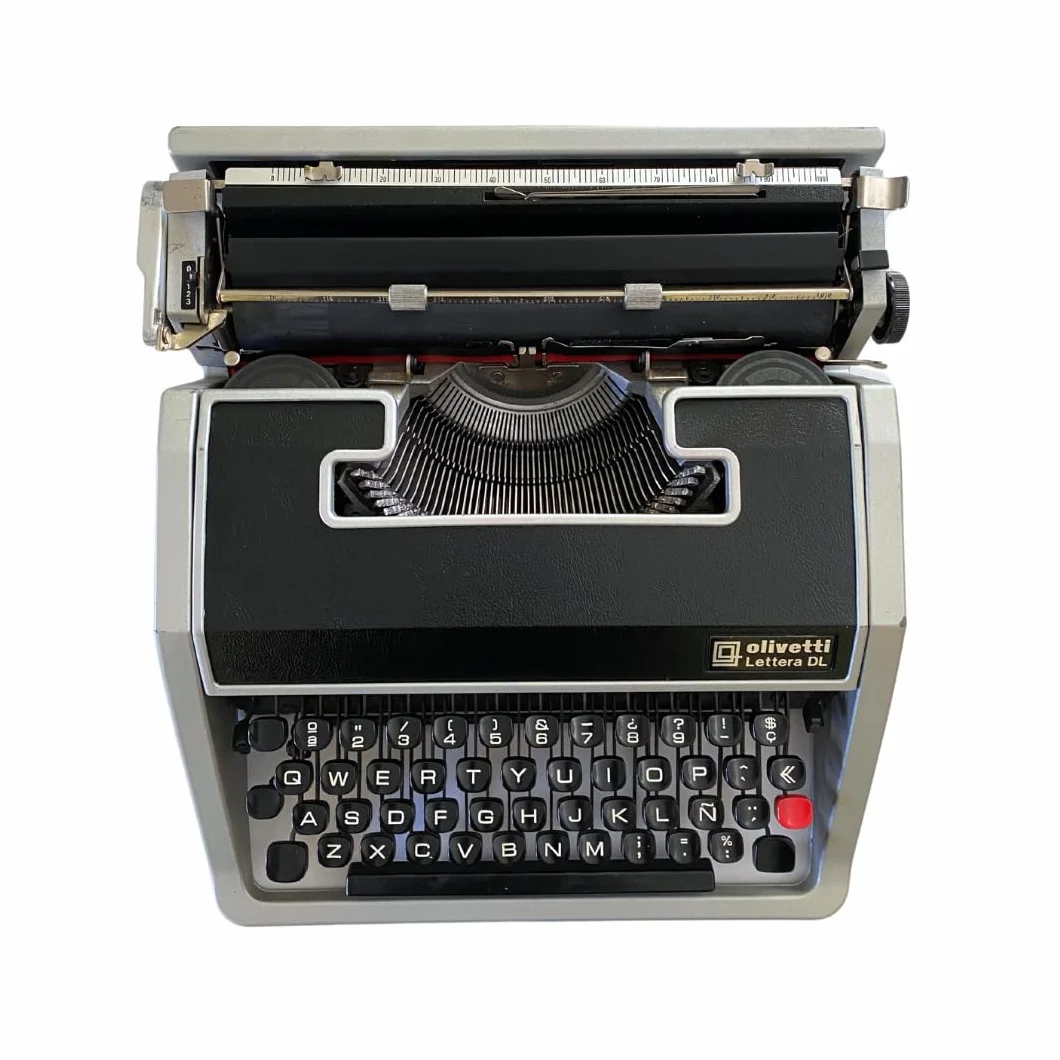 Máquina de Escribir Vintage Olivetti Lettera DL - Teclado en Castellano Revisada y Funcional Ideal para Coleccionismo - Totalmente Funcional con Maletin Original
