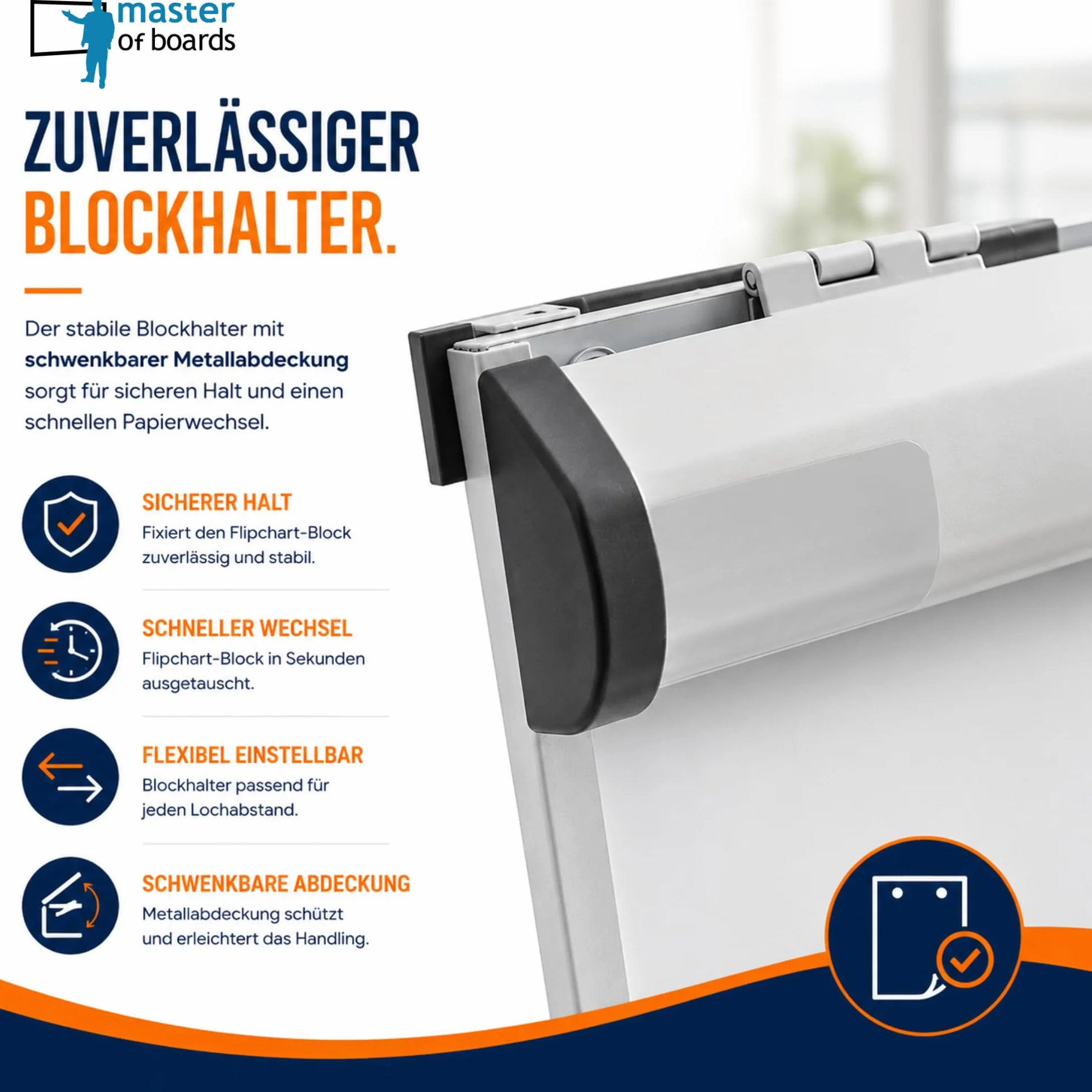 Master of Boards Profesional rotafolio con portarrollos Soporte | móvil y versátil | Papel desplegables | ajustable