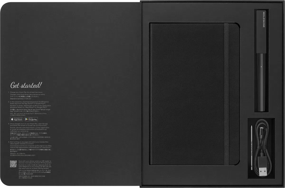 Moleskine Smart Writing Set, Libreta Inteligente con Bolígrafo Inteligente Incluido, Cuaderno Digital de Moleskine, Color Negro, Hojas Rayadas
