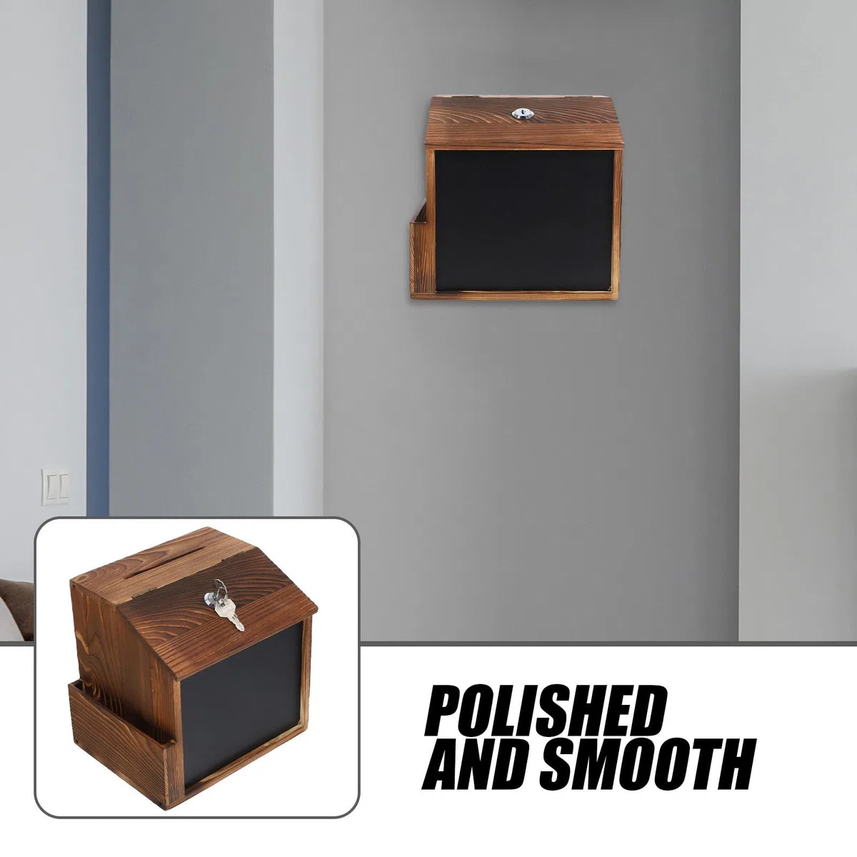 Artibetter Buzón de Sugerencias con Tornillos de Madera y Ranura con Cerradura Fácil Instalación para Montaje en Pared Adecuado para Recaudación de y en Restaurantes