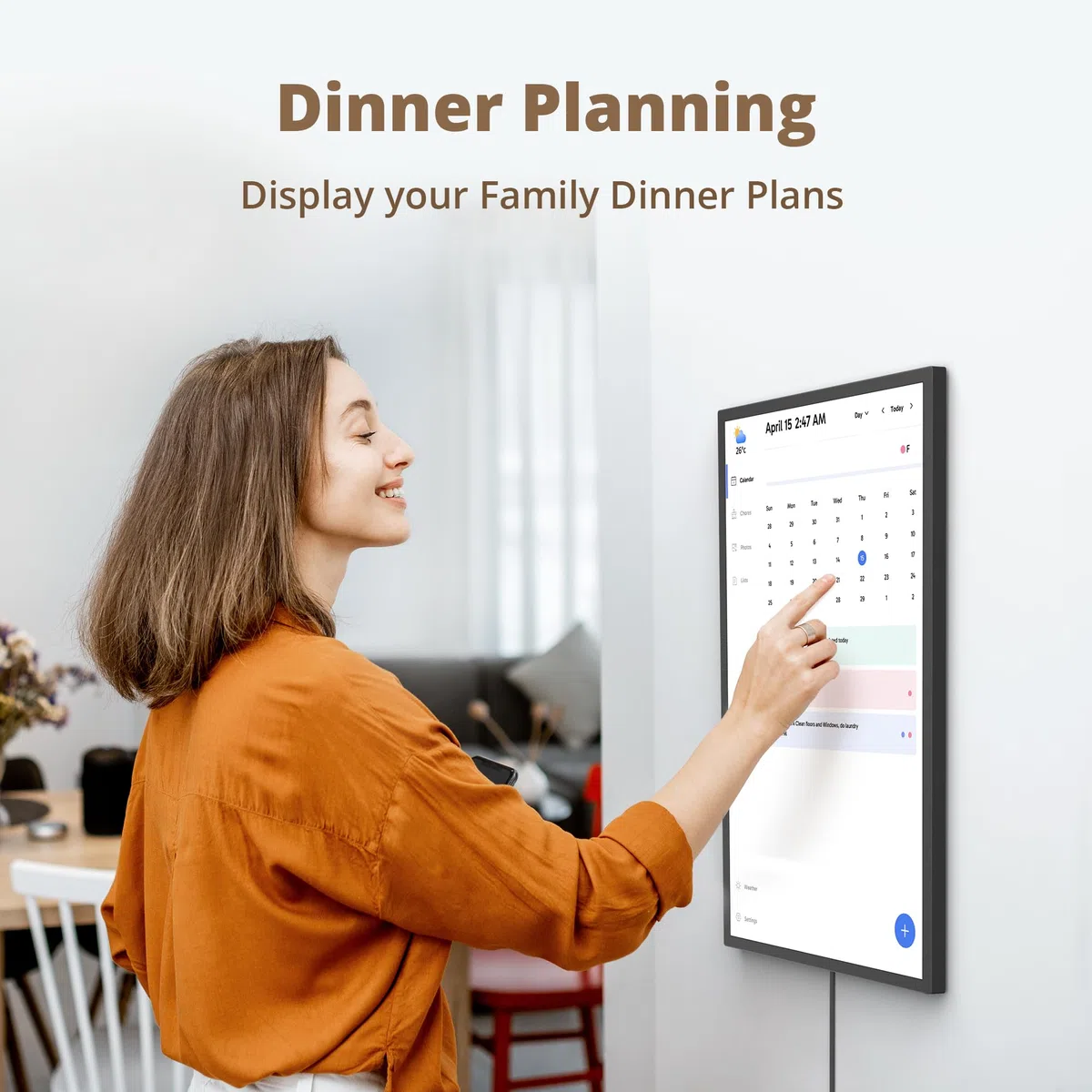 Dragon Touch Calendario digital de 24 pulgadas, pantalla táctil interactiva Full HD 1080P, planificador familiar inteligente, pantalla de hogar, calendario digital de pared y escritorio para una
