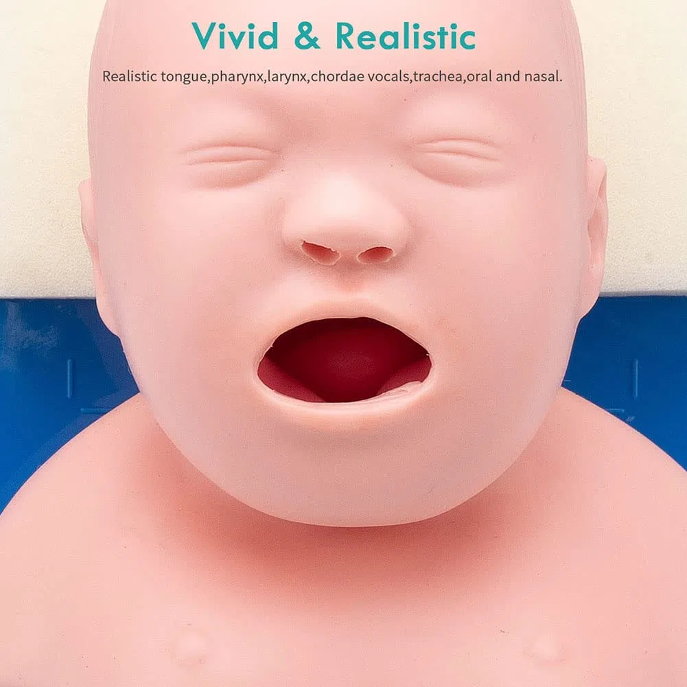 Simulador de entrenamiento de intubación de vías respiratorias infantiles, modelo de enseñanza de PVC para gestión de vías respiratorias, 27 x 20 x 12 cm, ideal para estudios médicos y entrenamiento