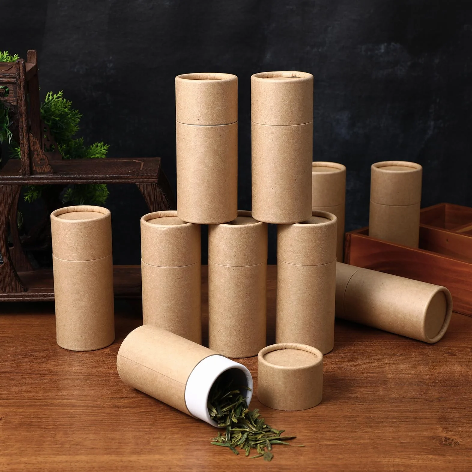 COHEALI 40 Piezas Caja Tubo de Papel para Aceite Esencial Tubos de Embalaje Kraft con Tapas