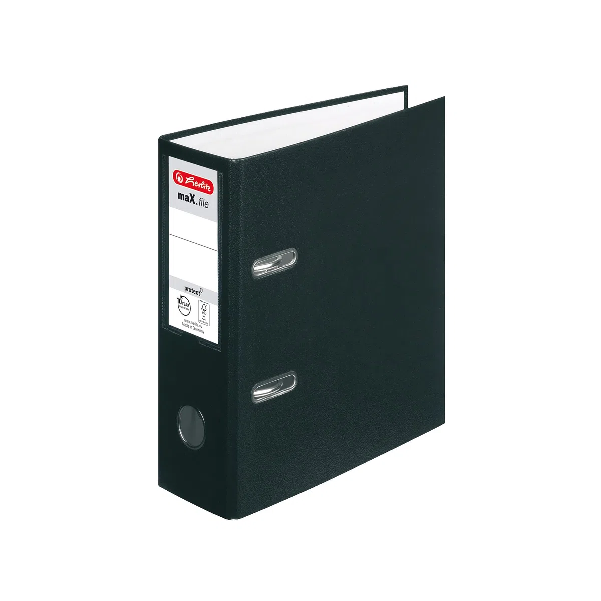 herlitz 10842300 maX.file protect - Archivador (A5, 8 cm, revestimiento de polipropileno, 10 unidades), color negro