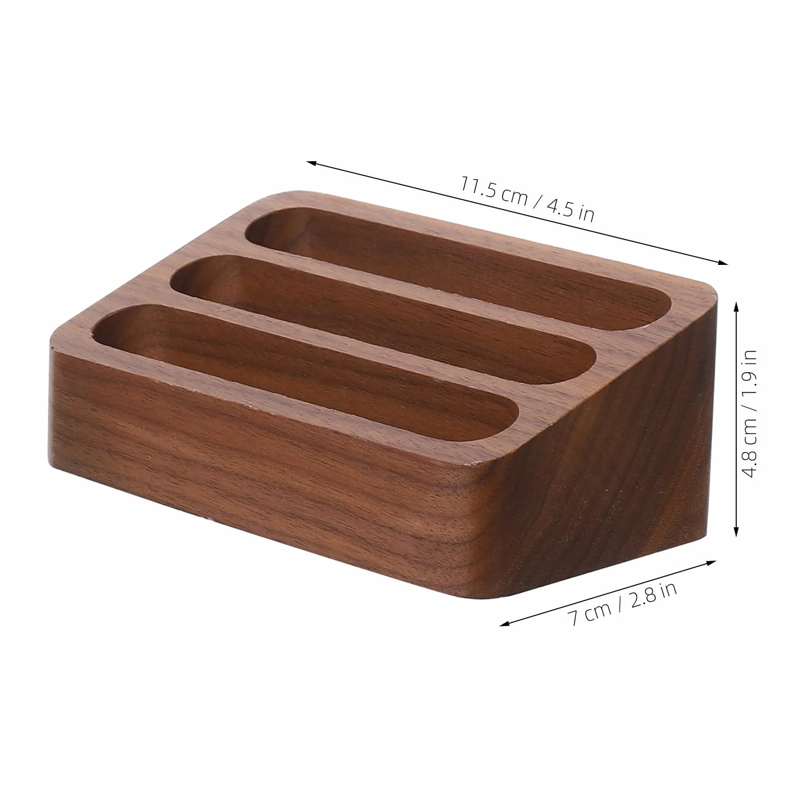 SHINEOFI 2piezas Tarjetero de Madera de Nogal Negro Estuche para Tarjetas de Visita Ranuras Pequeño Organizador para Oficina Hogar y Mesa de Escritorio