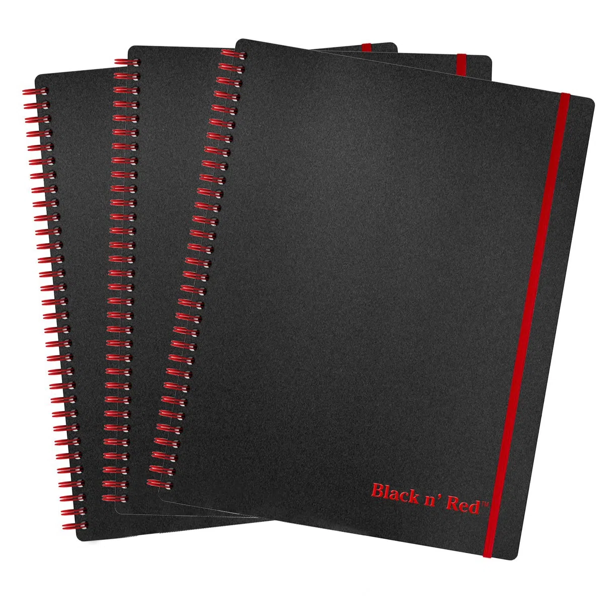 Black n' Red Cuadernos de negocios, paquete de 3, cubierta suave, doble alambre, 70 hojas, 11" x 8-1/2", negro (400161060)