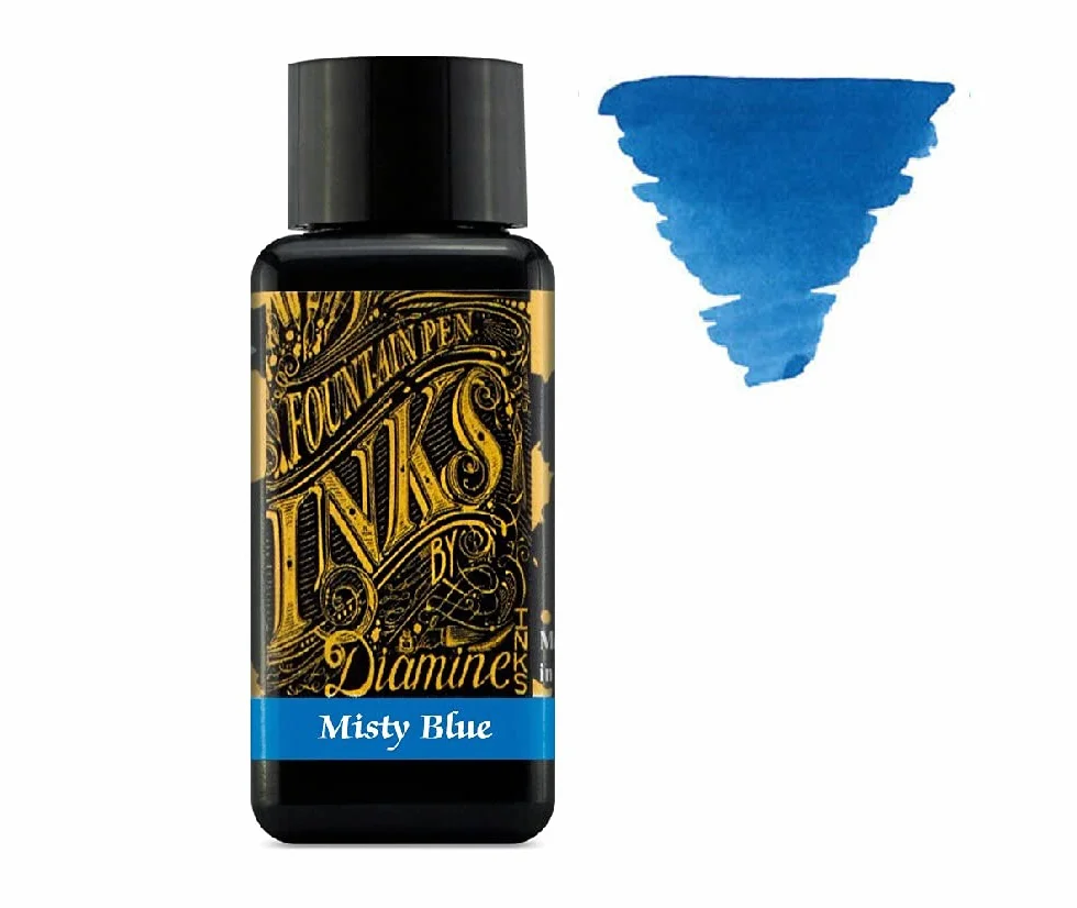 Diamine Tinta para pluma estilográfica de 30 ml, rueda de color, 6 botellas, verde delamere, macassar, calabaza, damson, azul brumoso, syrah