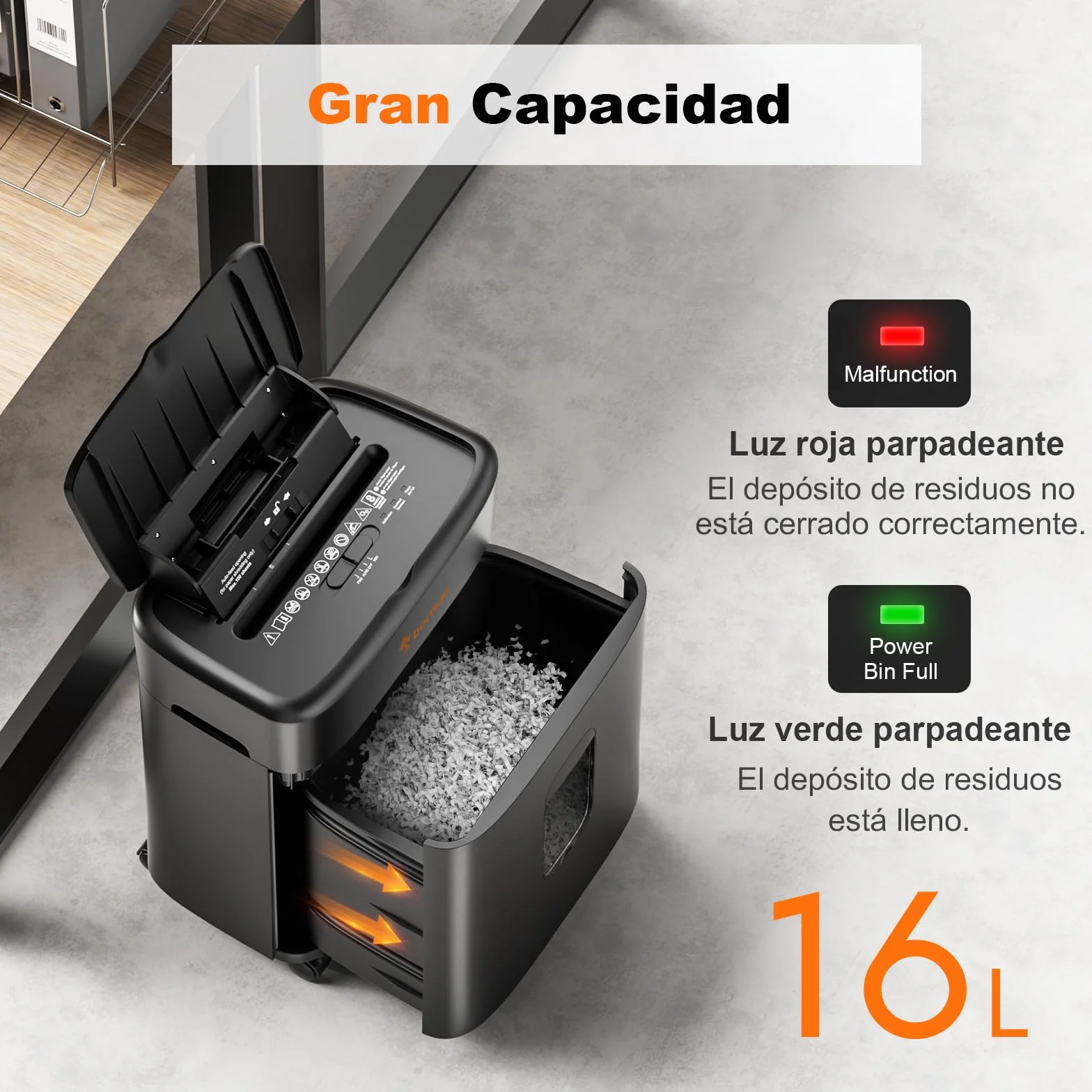 Bonsaii Destructora de Papel con Corte Micro-Particular P4, alimentación automática hasta 100 Hojas, antiatasco, 30 min Continuo, depósito de 16L – para Oficina y hogar, C231-D