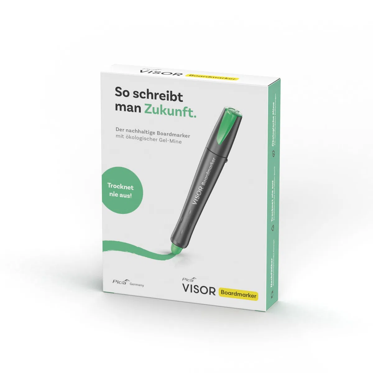 Pica Visor Juego de 5 rotuladores para pizarra en color negro, sostenibles con mina de gel ecológica, nunca se seca, rellenables, extraíbles sin dejar residuos, para pizarras blancas, pizarras