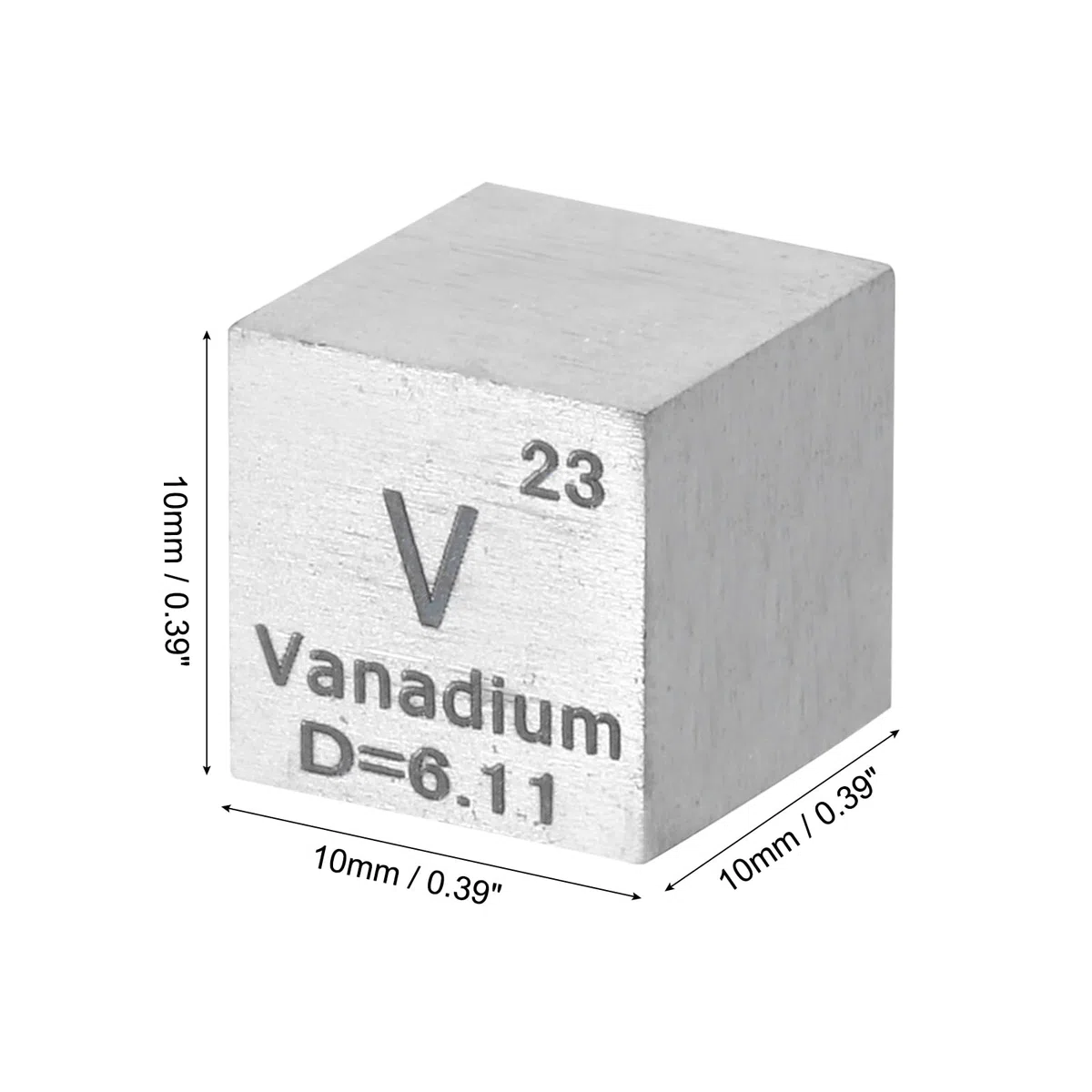 PATIKIL Cubo de Vanadio, Cubo de Densidad V de 10 mm Cubo de Elemento de Alta Densidad Cubo de Metal Único Colecciones de la Tabla Periódica de Elementos Experimentos de Laboratorio