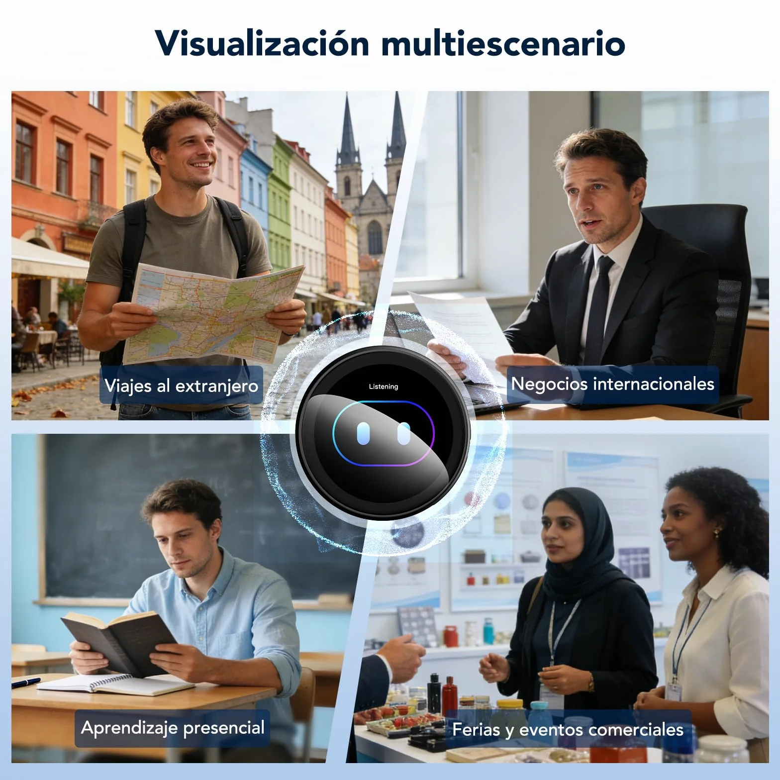 AI Badge - Traductor Instantáneo de Voz 60 Idiomas, Insignia Electrónica Inteligente Portátil con Pantalla LCD HD, Bluetooth 6.0, Ideal para Viaje y Negocios