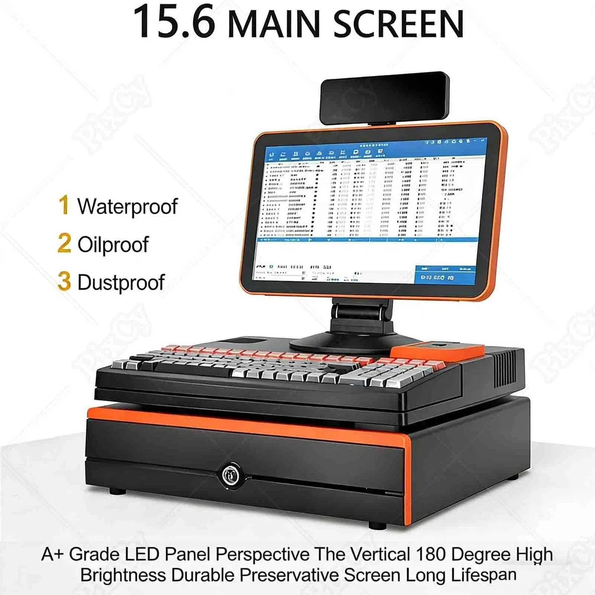 PixCy Tpv Tactil Hosteleria, Caja Registradora con Ticket,15,6" Doble Pantalla + Impresora Térmica + Escáner Portátil,Gestión Pedidos + Pago Cobro,Restaurante/Bar,Comerciantes Double
