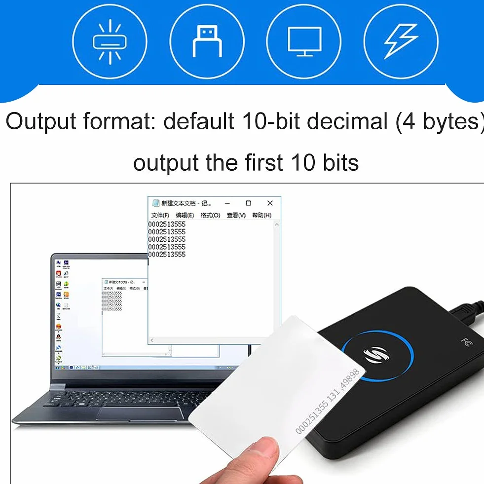 Lector RFID ISO 14443A S50 S70 sin Contacto USB 80 mm Compatible Windows Linux Android