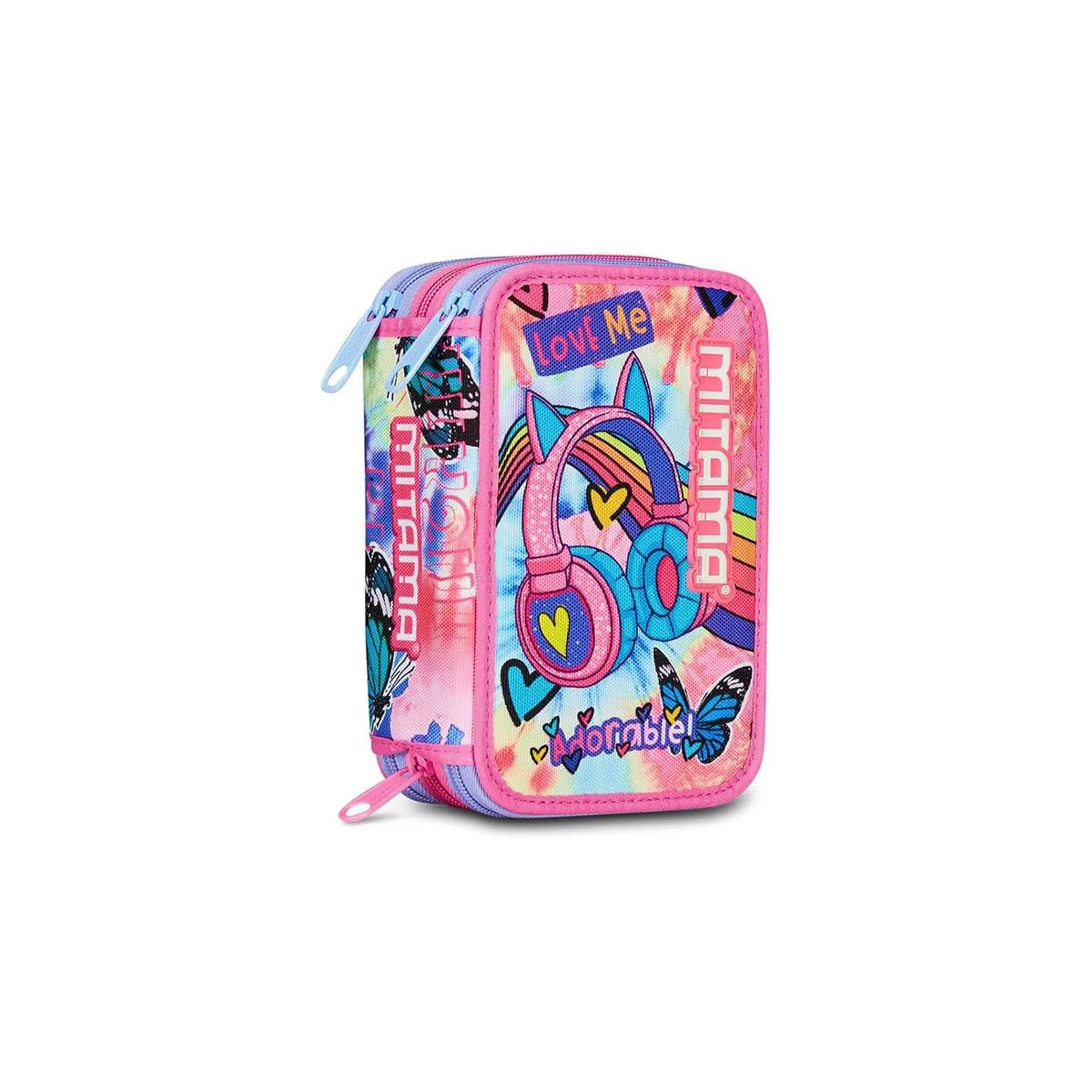 Mitama Estuche Escolar con 3 Compartimentos, Triple Tie Music, Contenido 47 Piezas, Completo de lápices, rotuladores, portalápices Escuela Primaria niña, 064522-000, Rosa, Talla única, Estuche con 3