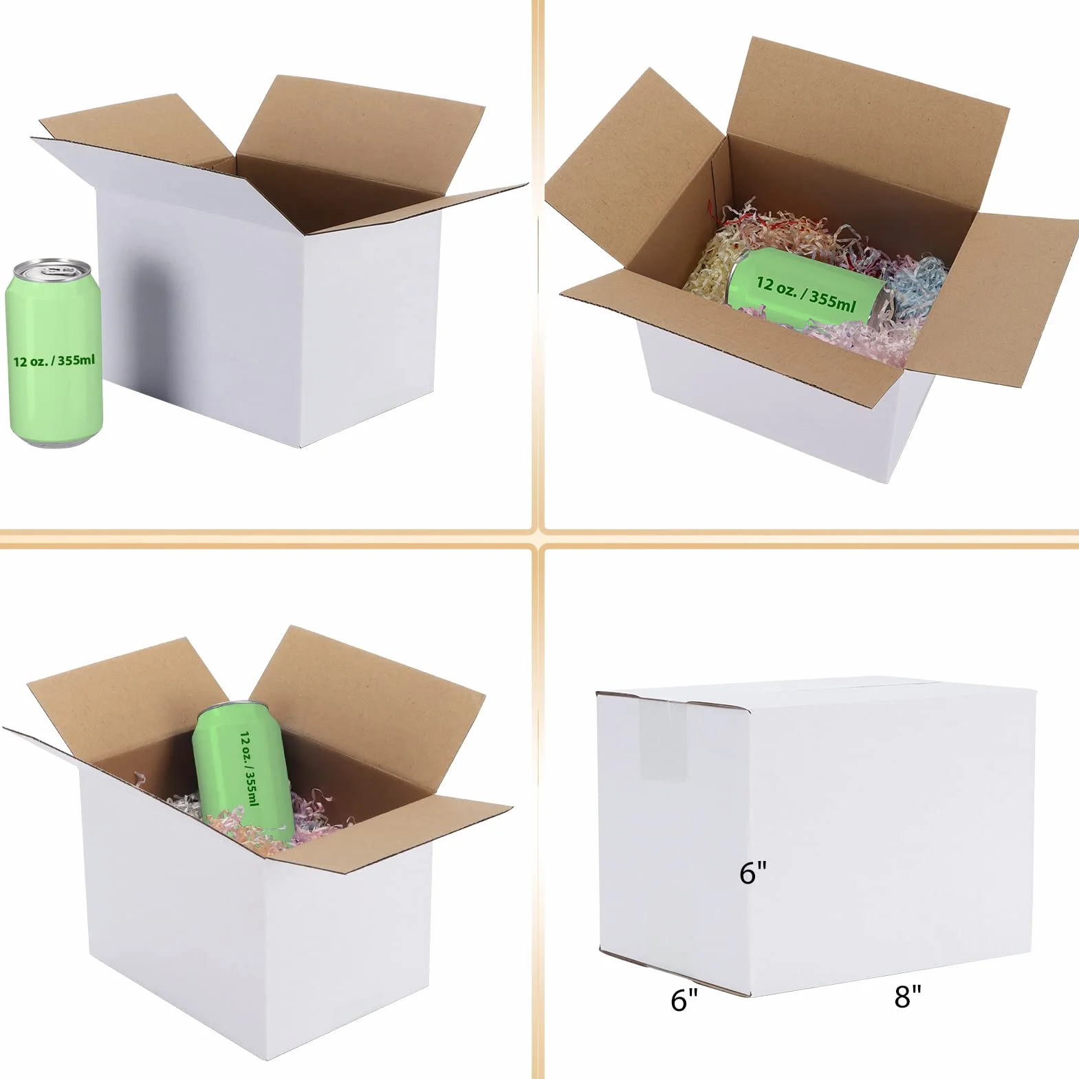 EYMPEU Cajas de Cartón 20,4x15,3x15,3cm Con Tapa, Pack 40 Cajas Pequeñas Onduladas, Blanco