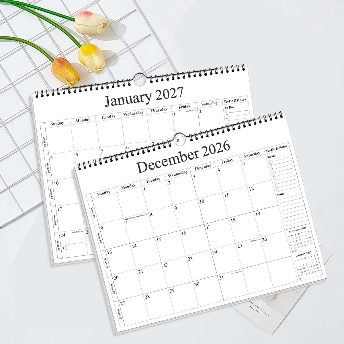 Calendario 2024-2025 – Calendario de pared 2024-2025 de enero de 2024 a junio de 2025, calendario de 18 meses con papel premium, encuadernación de doble alambre y gancho para colgar, 12 x 14.5