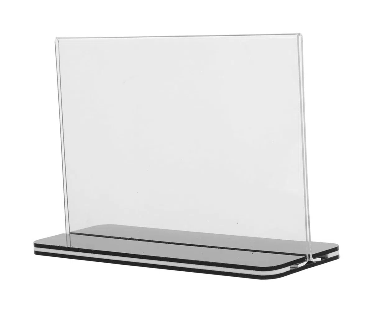 Soporte for carteles acrílico de doble cara A4 con base negra | Transparente A4 Horizontal Doble Cara Base Negra 6 uds: Exhibición De Menús, Carteles En Tiendas