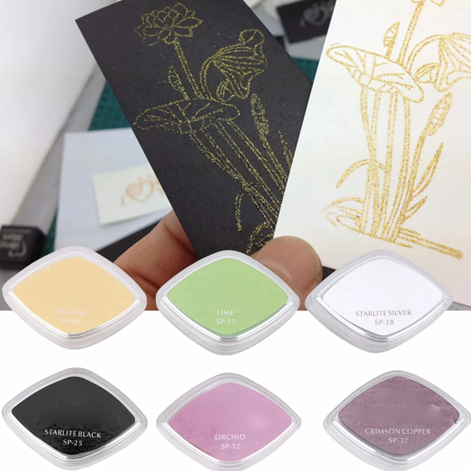 ANKROYU Almohadilla de tinta de 6 colores, almohadillas para sellos de tinta, almohadilla para sellos manual de bricolaje, sello de tinta para manualidades