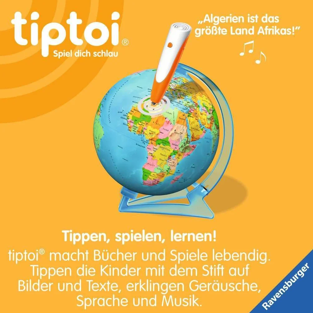 Ravensburger tiptoi Game 00107 - El Globo del Conocimiento Interactivo: Globo de Aprendizaje para niños de 7 años o más, Juguetes para niños y niñas, para 1 a 4 Jugadores