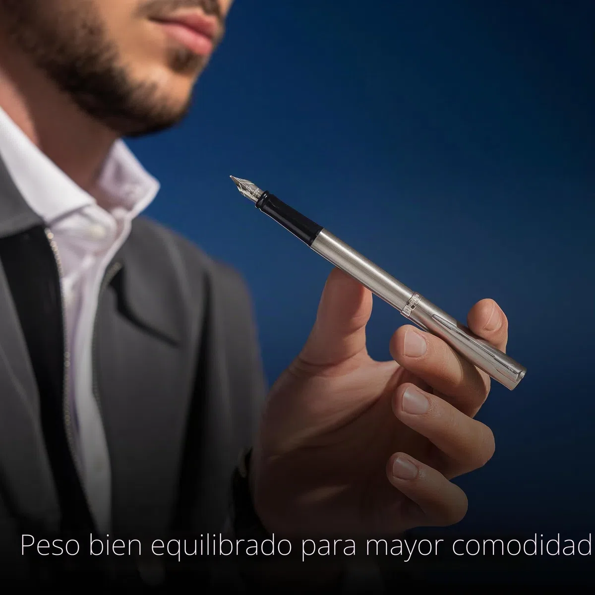 Waterman Impression Pluma estilográfica | Plumín fino con recarga de tinta azul | Acero inoxidable con adornos chapados en paladio | Caja de regalo