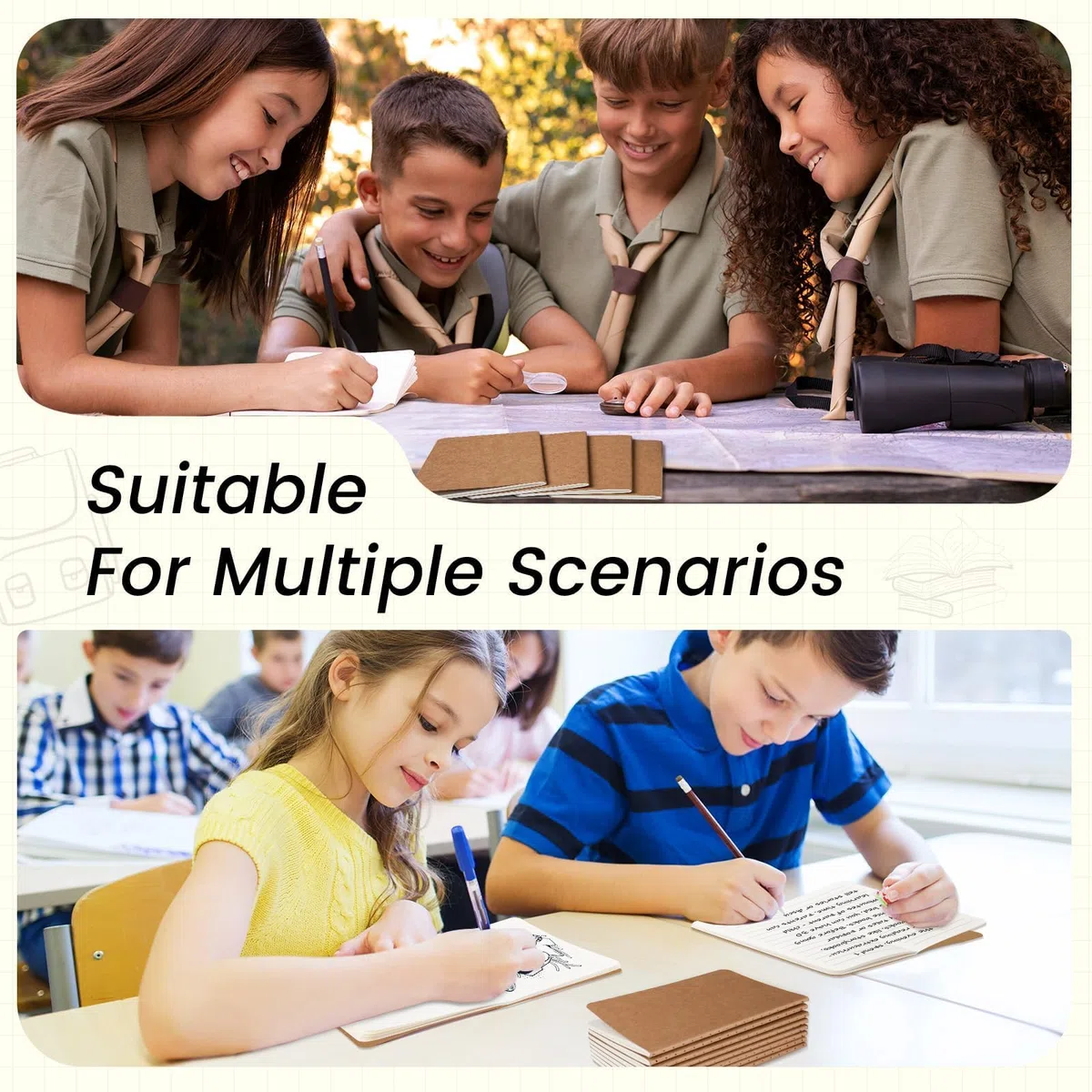 Oucaru 64 mini cuadernos a granel, 3.5 x 5.5 pulgadas, marrón, 60 páginas de papel en blanco, juego de cuadernos de bolsillo pequeño, mini blocs de notas para niños, estudiantes, viajeros, suministros