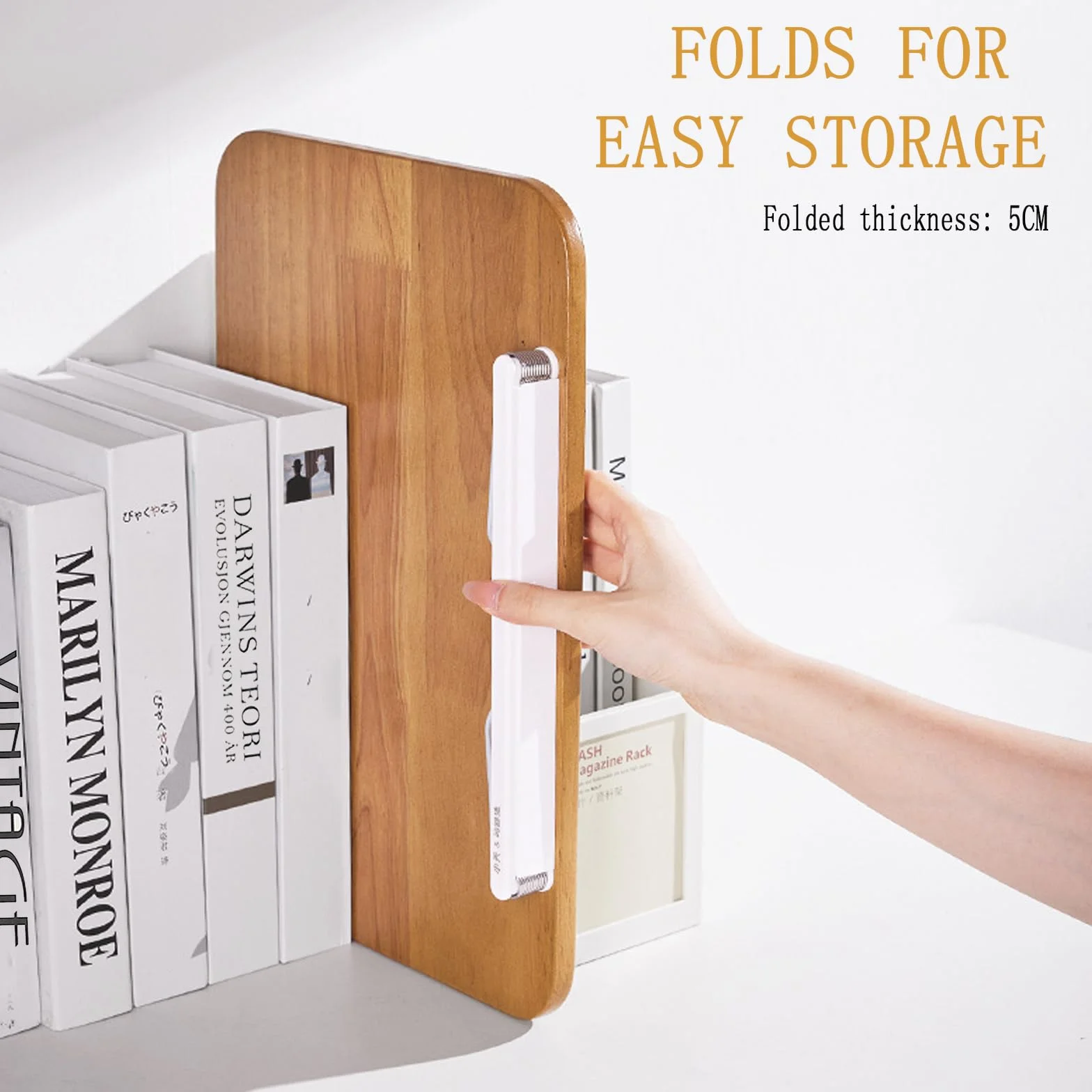 Atril para Libros de Madera con Base Giratoria 360°, Soporte de Lectura Regulable en Altura, Pupitre Ergonómico y Plegable para Escritorio, Cocina, Tablet y Libros de Texto, Recetas, Partituras