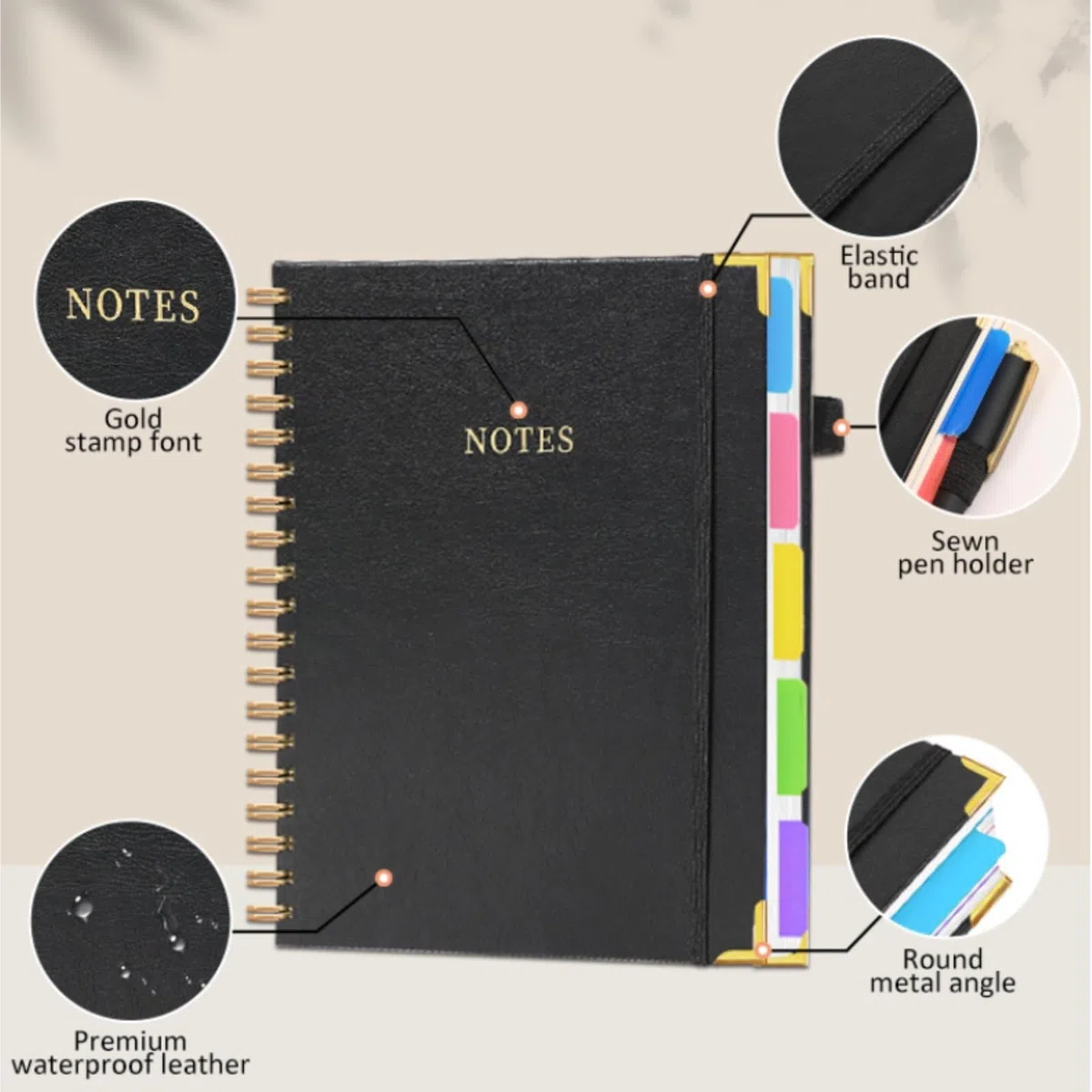 Cuaderno Material Escolar Libreta Minimalista De Negocios con Encuadernación En Espiral, 300 Páginas Agenda Personal(Blue)