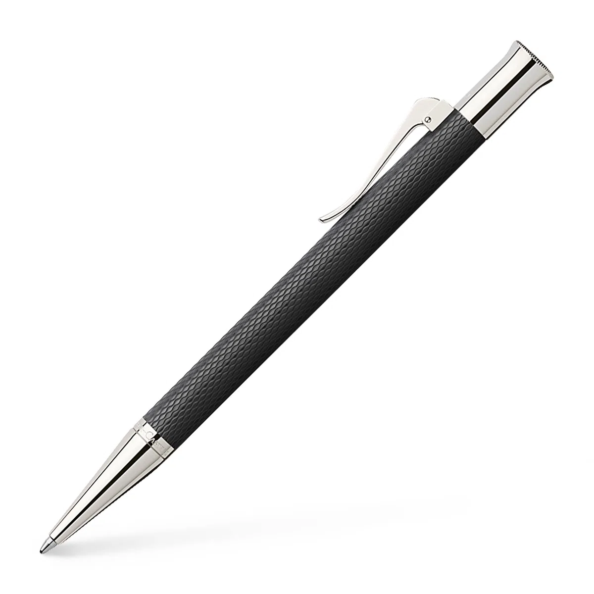 Graf von Faber-Castell 146530 Bolígrafo Guilloche, negro | Cuerpo de resina noble guilloché con piezas metálicas rodiadas y recambio de gran capacidad B apto para documentos