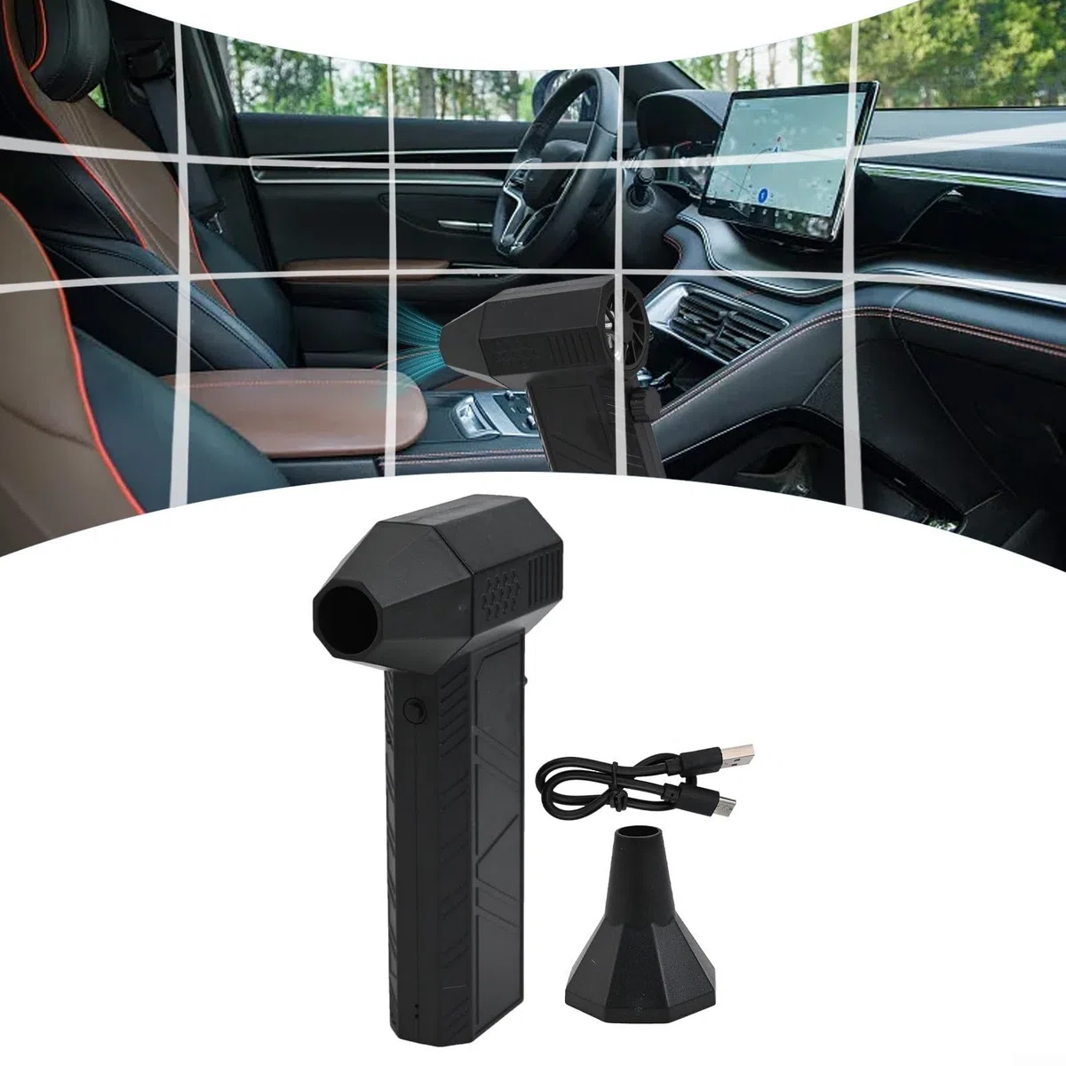 Plumero de aire eléctrico de 130000 rpm, con ventilador turbo de 52 m/s de 8000 mAh, soplador de polvo inalámbrico, para limpieza de coche, teclado, lente de cámara y escritorio de oficina
