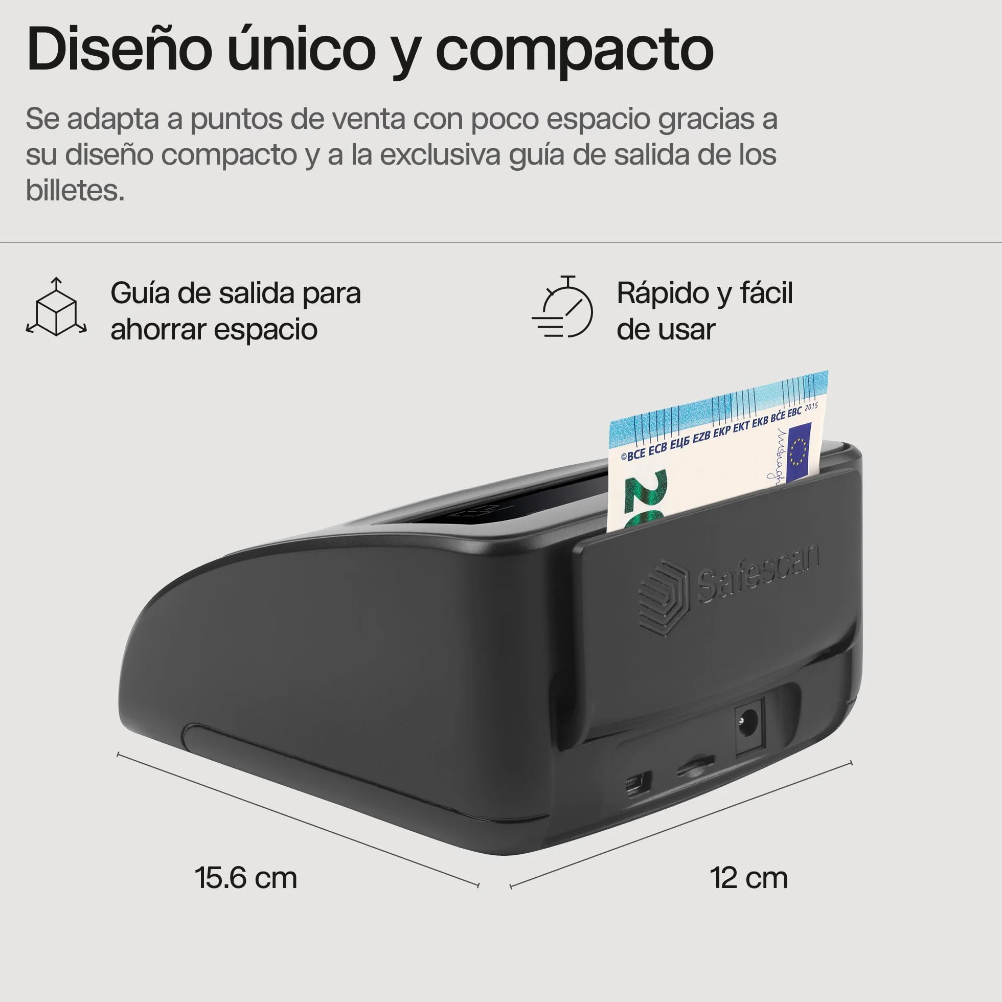 Safescan Detector de billetes falsos automático y portátil 155-SX para verificar rápidamente los billetes-Detector de billetes falsos con 7 puntos de detección -Detector de billetes falsos 100% fiable