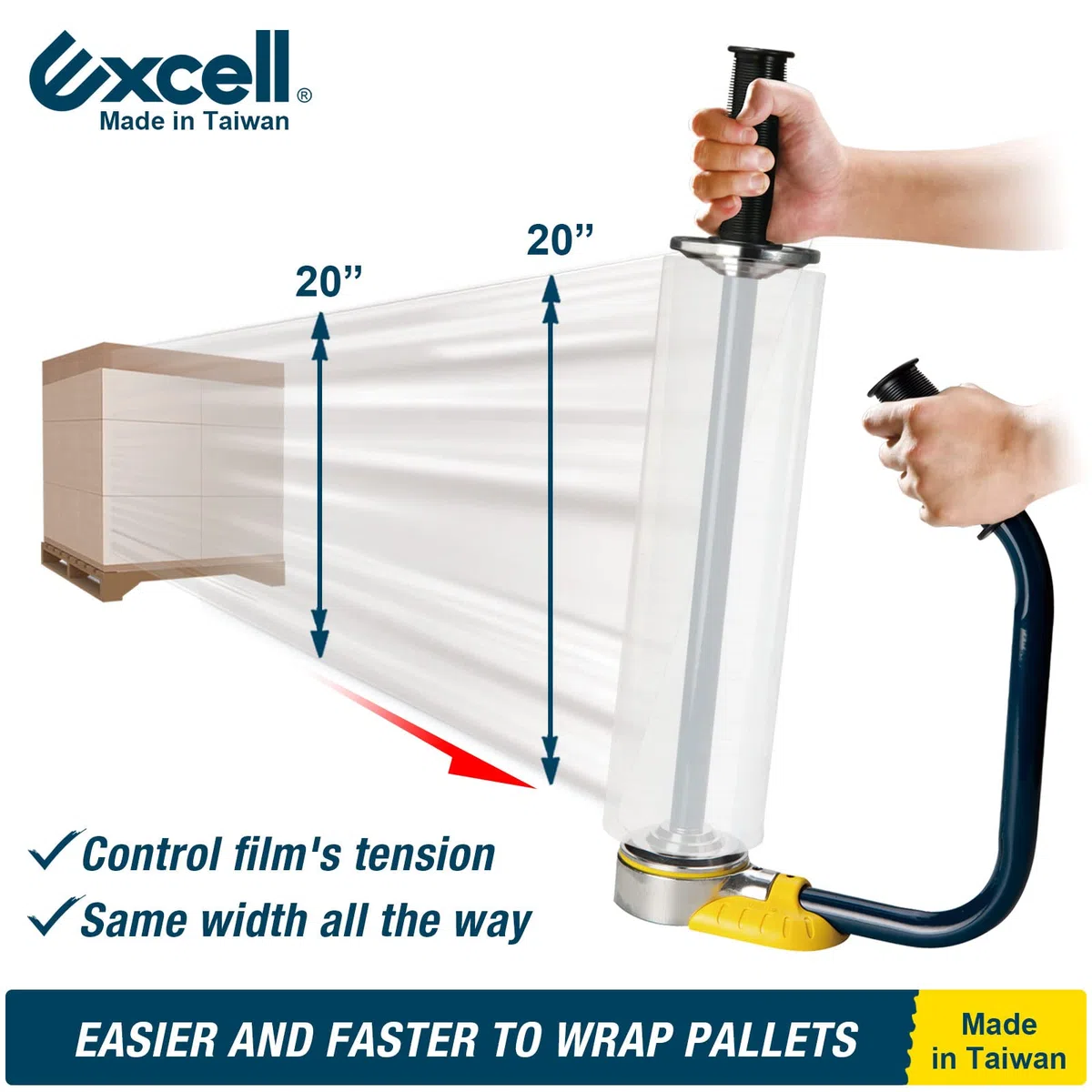 Dispensadores de película estirable Excell (30-51 cm de ancho de película) con agarre ajustable, control de tensión, uso para oficina, hogar, tienda y almacén