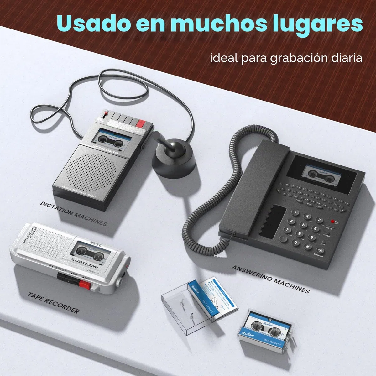 Reshow Cintas de Microcasete Vacías para Dictado: Cintas de Microcasete para Grabación MC de 60 Minutos, Adecuadas para Conferencias y Seminarios, 3 Unidades