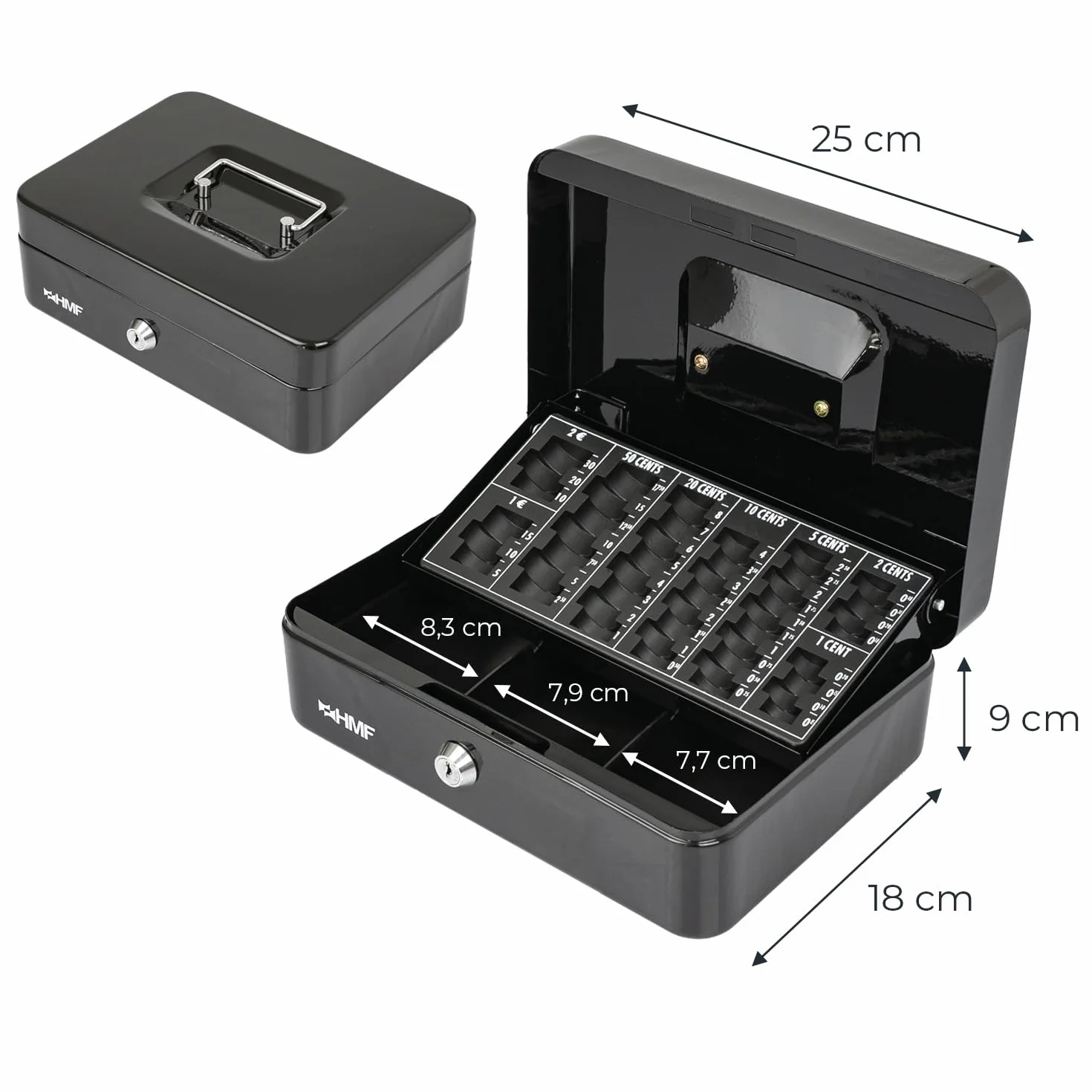 HMF 10022-02 Caja de caudales, para contar dinero 25 x 18 x 9 cm, negro